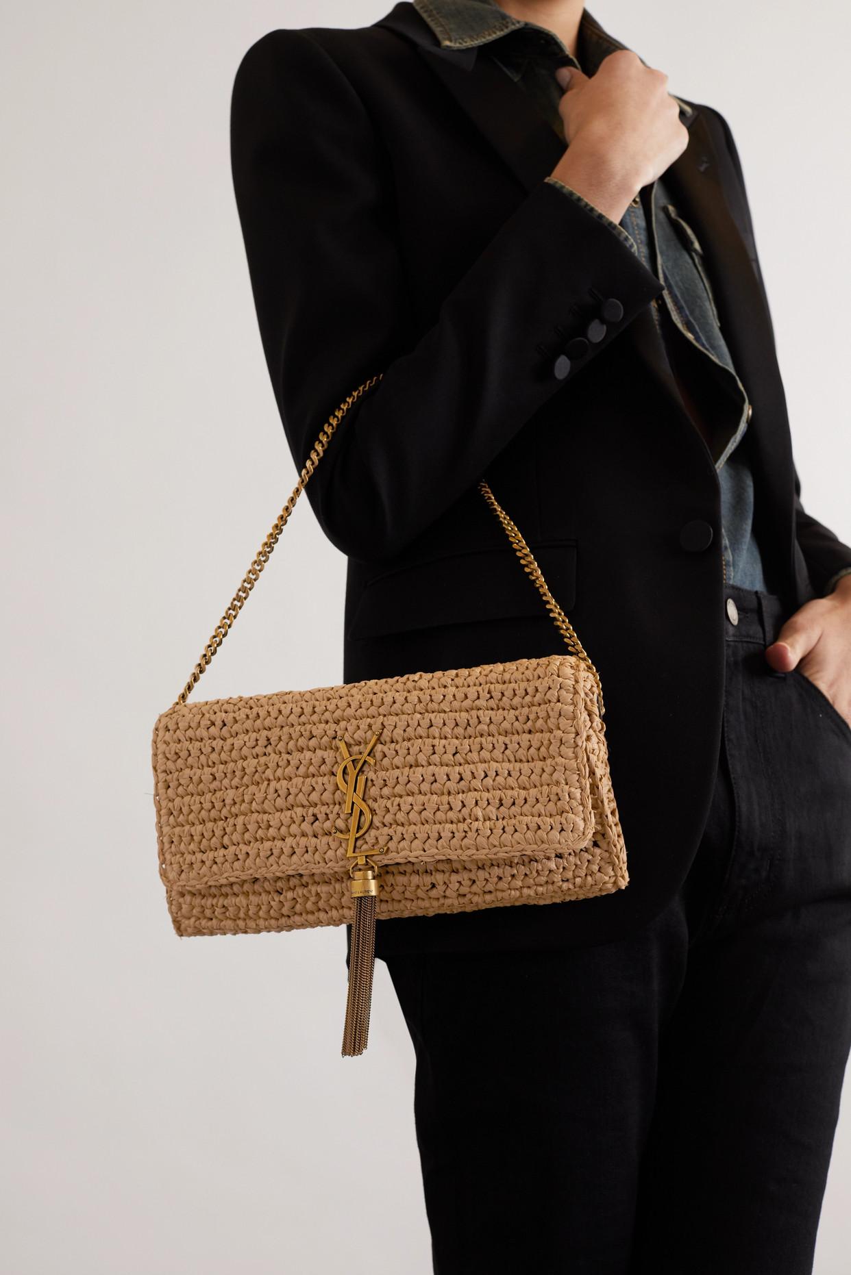 SAINT LAURENT Kate 99 Raffia And Leather Shoulder Bag