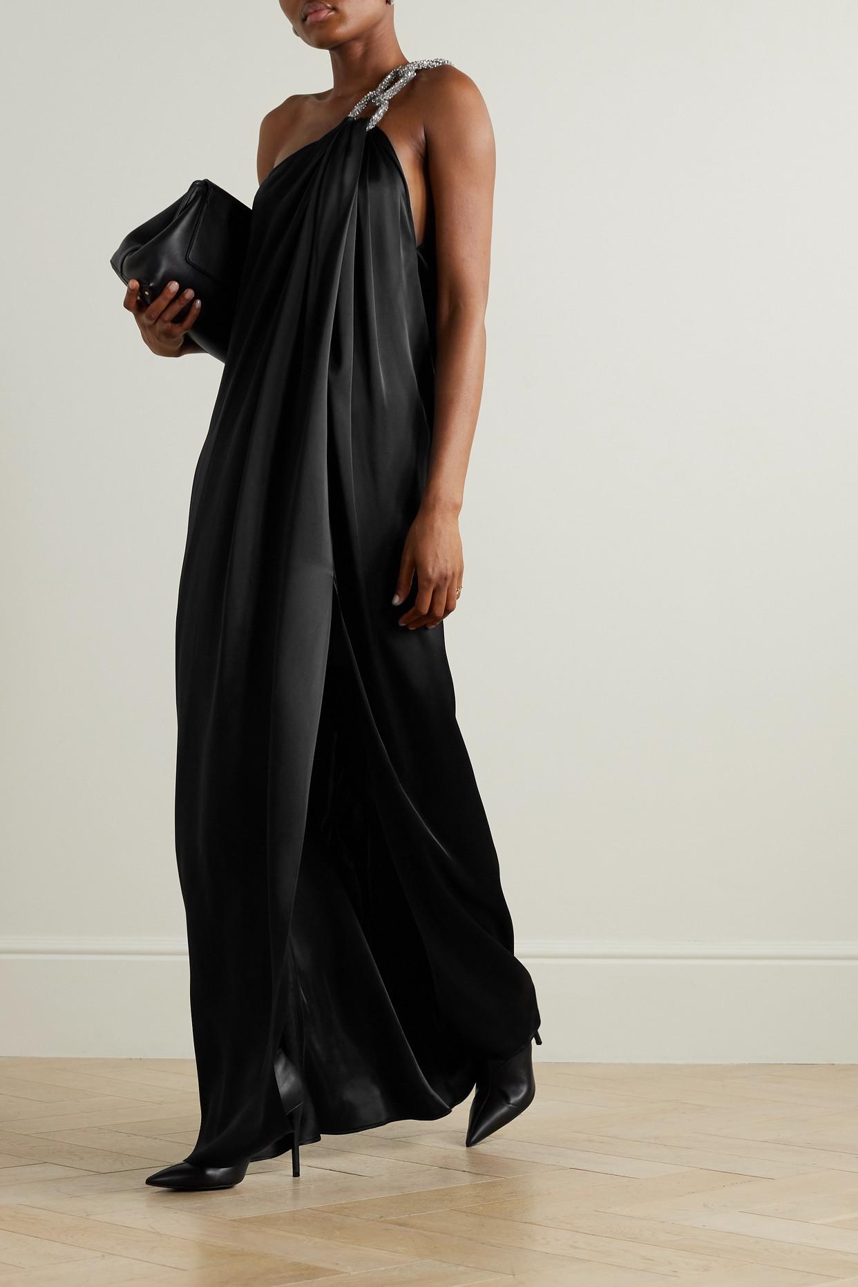 Stella McCartney Falabella One shoulder Crystal embellished Satin