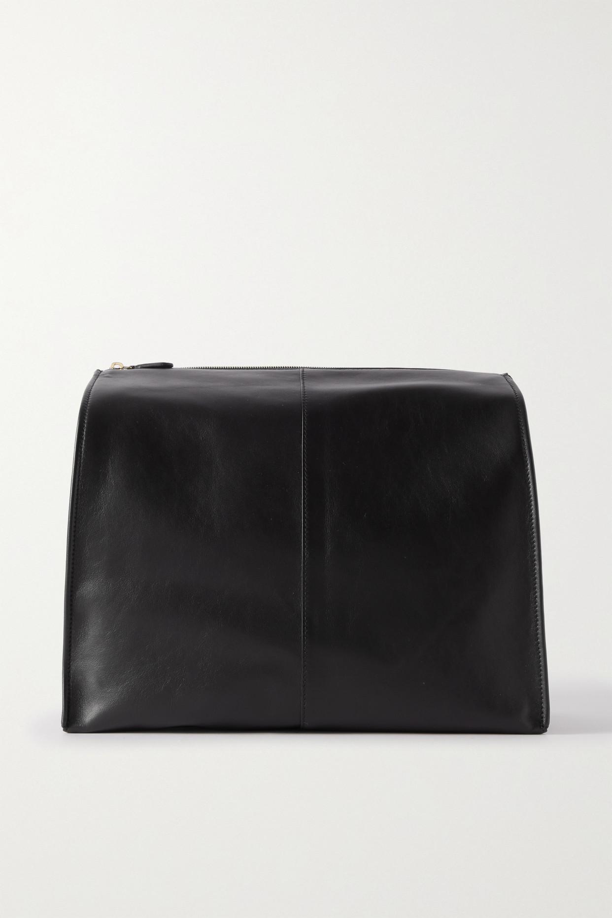 The Row Aspen Leather Clutch in Black Lyst