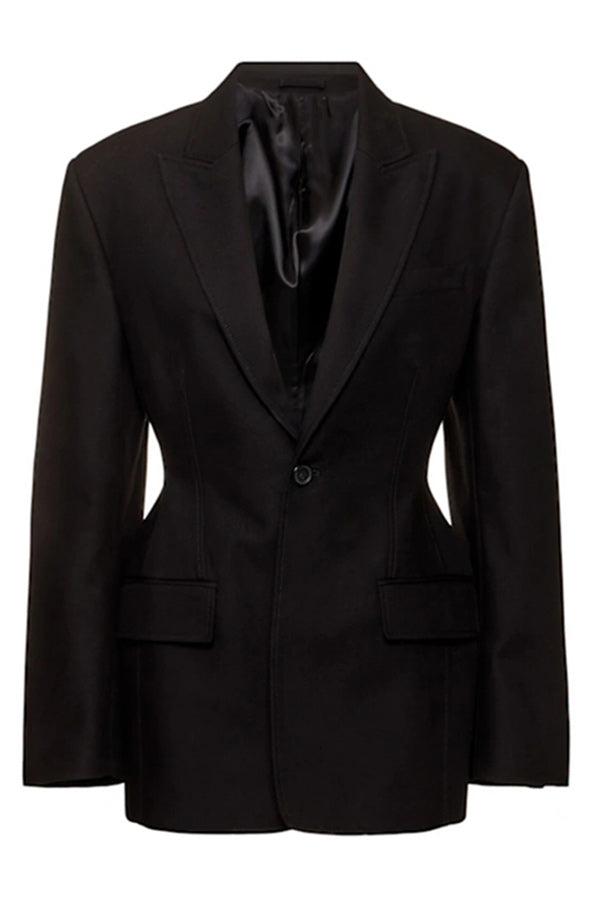 【WARDROBE.NYC】satin-trimmed merino wool ブレザー WARDROBE.NYC Silk-satin trimmed grain de poudre wool blazer