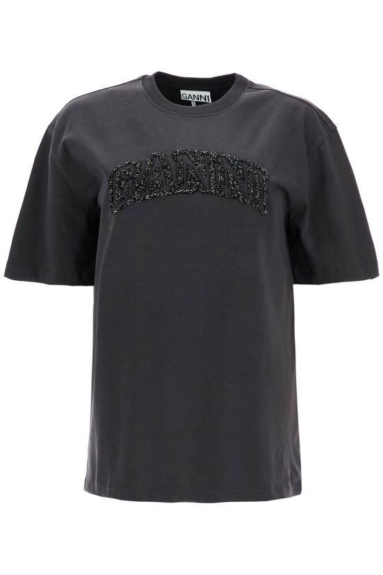 【関税&送料込】Ganni Ganni Slate Cotton T-Shirt Ganni T-shirts for Women | Online Sale up to 35% off | Lyst