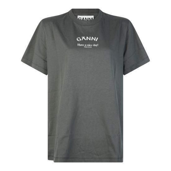 【関税&送料込】Ganni Ganni Slate Cotton T-Shirt GANNI cotton t-shirt Thin Jersey GoGo Relaxed T-shirt PRM EU