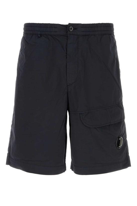 ハーフ・ショートパンツ C.P. COMPANY Logo Embroidered Cotton Fleece Cargo Shorts Nav C.P. COMPANY Logo Embroidered Cotton Fleece Cargo Shorts