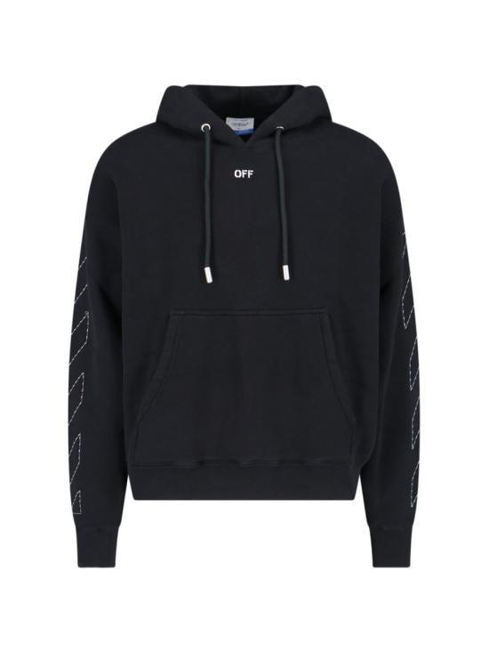 パーカー・フーディ OFF-WHITE BLACK HOODIE WITH LOGO PRINT Off-White™ Black hoodie with logo | TheDoubleF