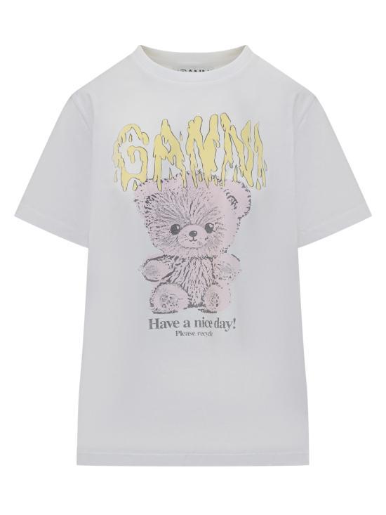 Tシャツ・カットソー Ganni Washed Black T-Shirt With Poodle Print Phantom Black Poodle Graphic Cropped T-shirt | GANNI US