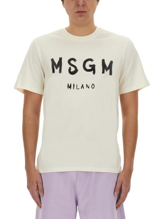 MSGM｜SHORT-SLEEVED ROUND NECK T-SHIRTS (3641MDA510 2470 MSGM logo-patch short-sleeve T-shirt | Black | FARFETCH