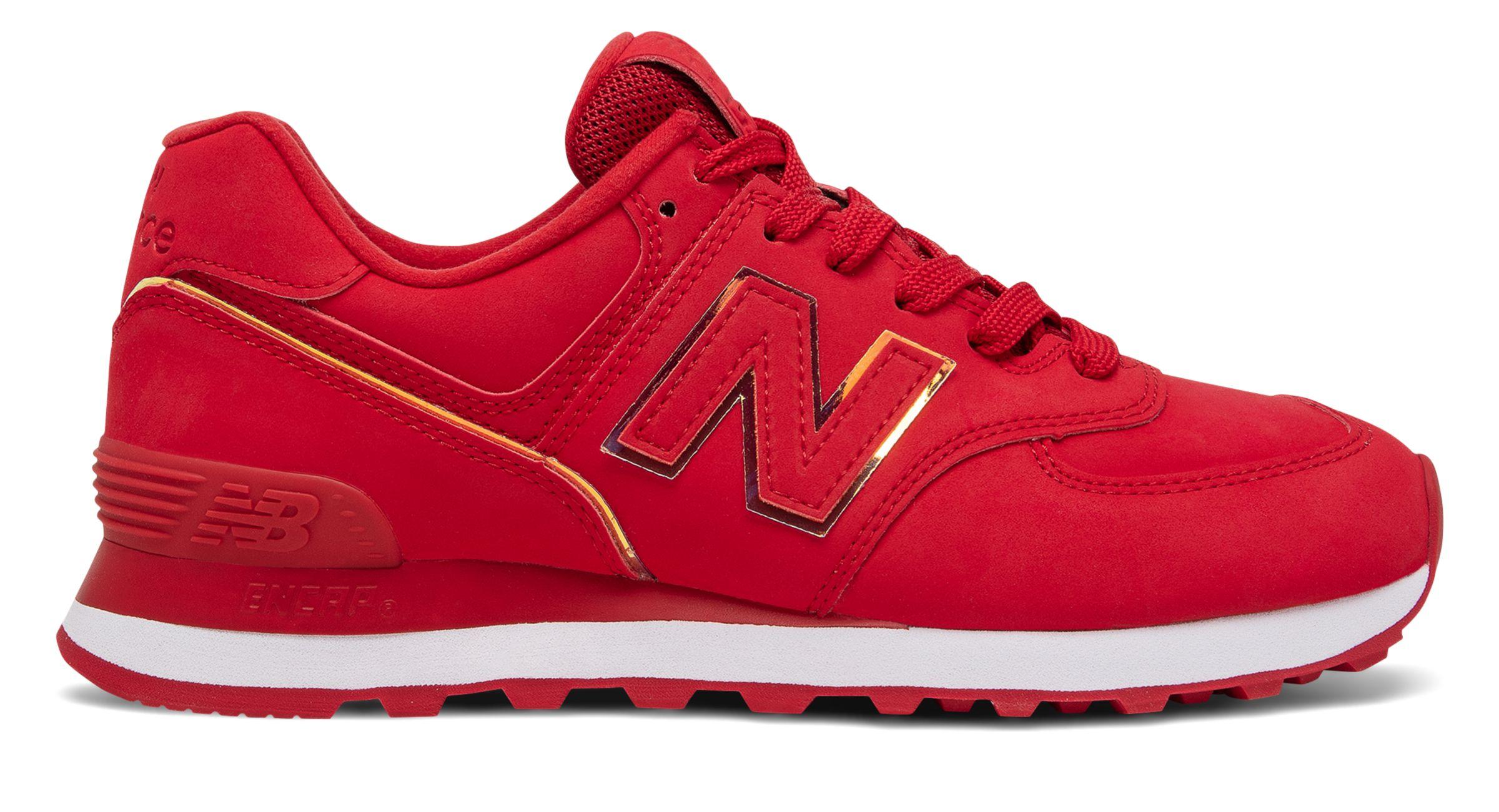 New Balance Suede 574 Iridescent Casual Sneakers From Finish Line in Red |  Lyst