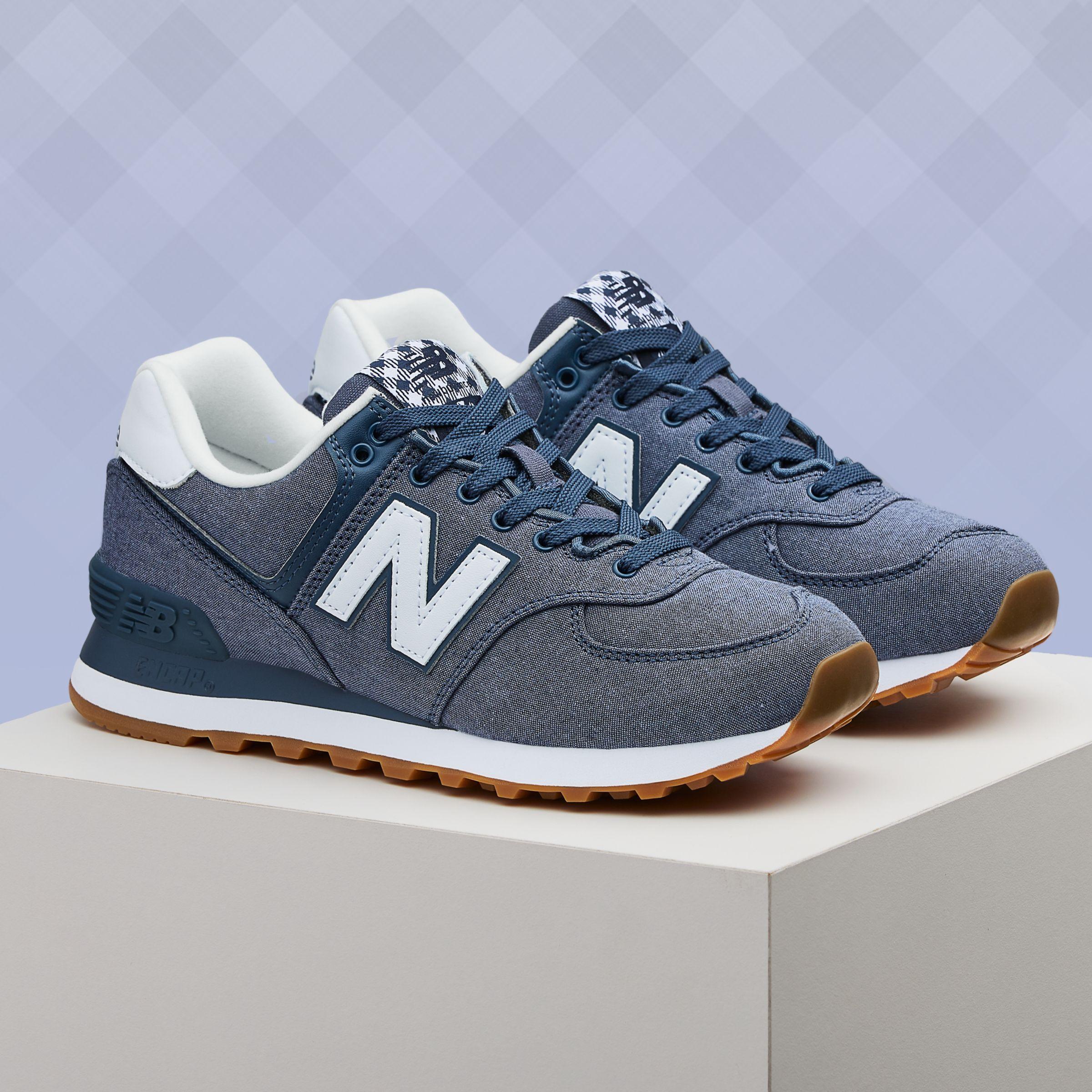 New Balance Rubber 574 Gingham in Blue 
