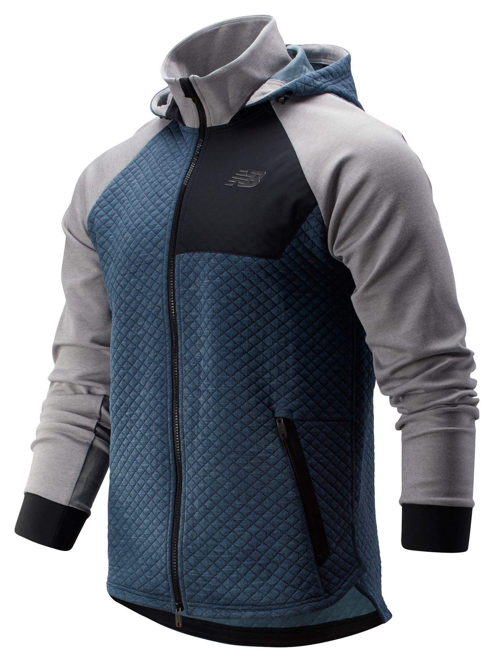 New Balance Fleece Nb Heat Loft Full Zip Hooded Jacket in Gray for Men ...