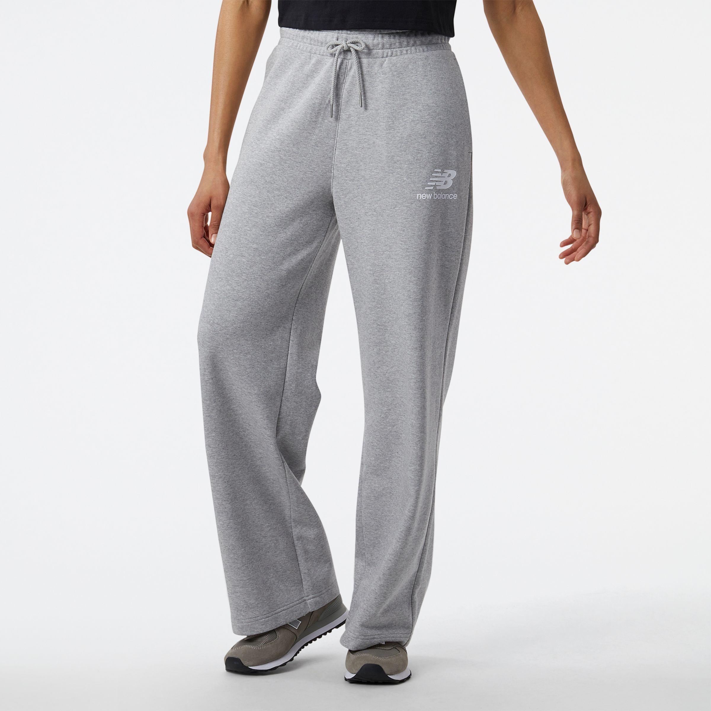 New Balance Essentials Legged Gray French Sweatpant Wide in | Terry Lyst Stacked Logo