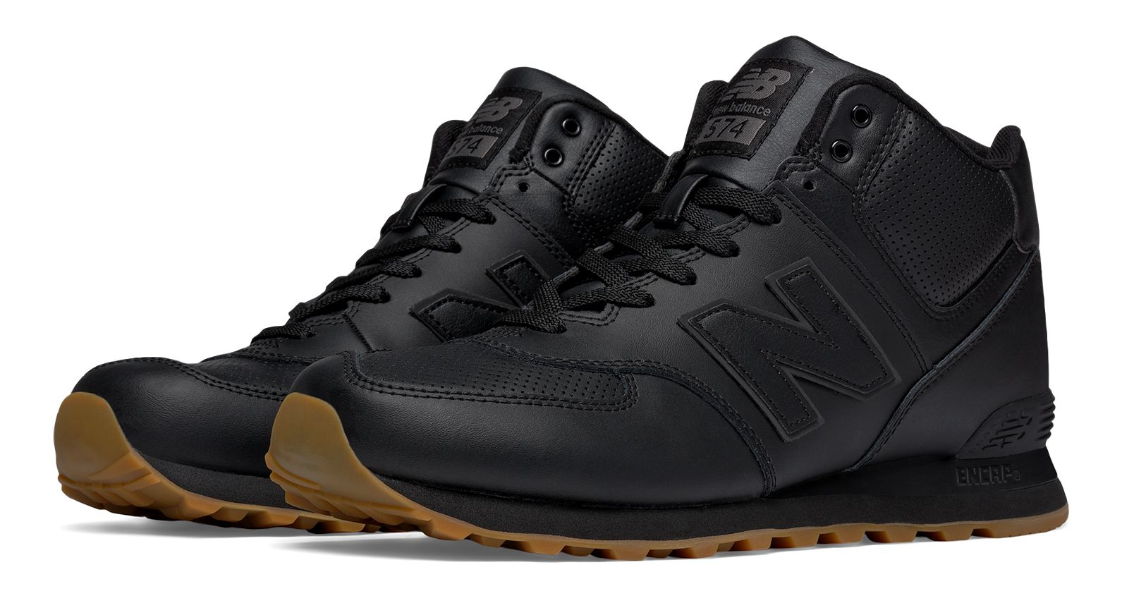 New Balance 574 Mid-cut Leather in Black for Men - Lyst