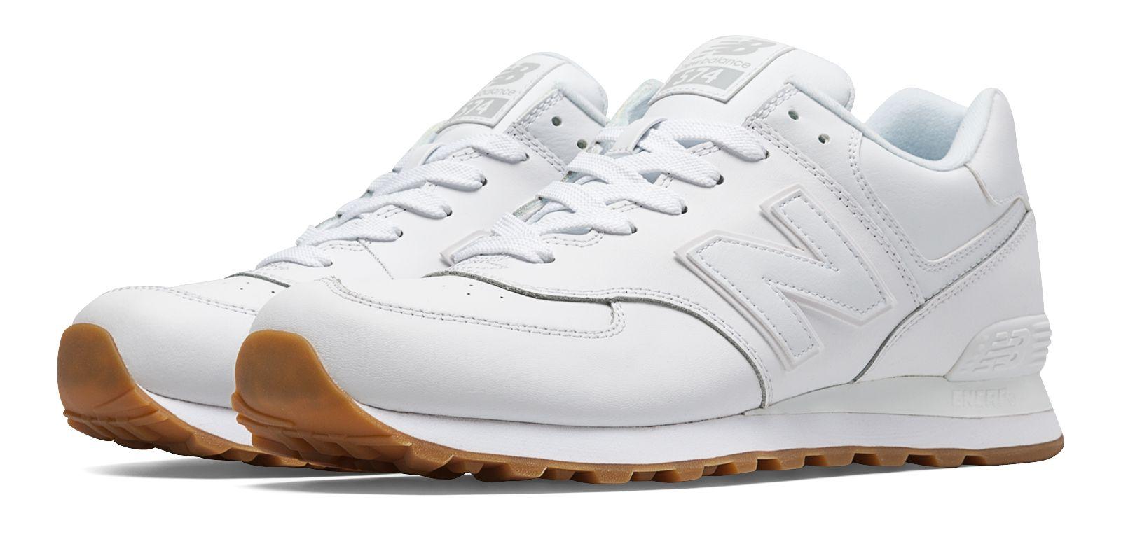 New Balance 574 Leather in White for Men | Lyst