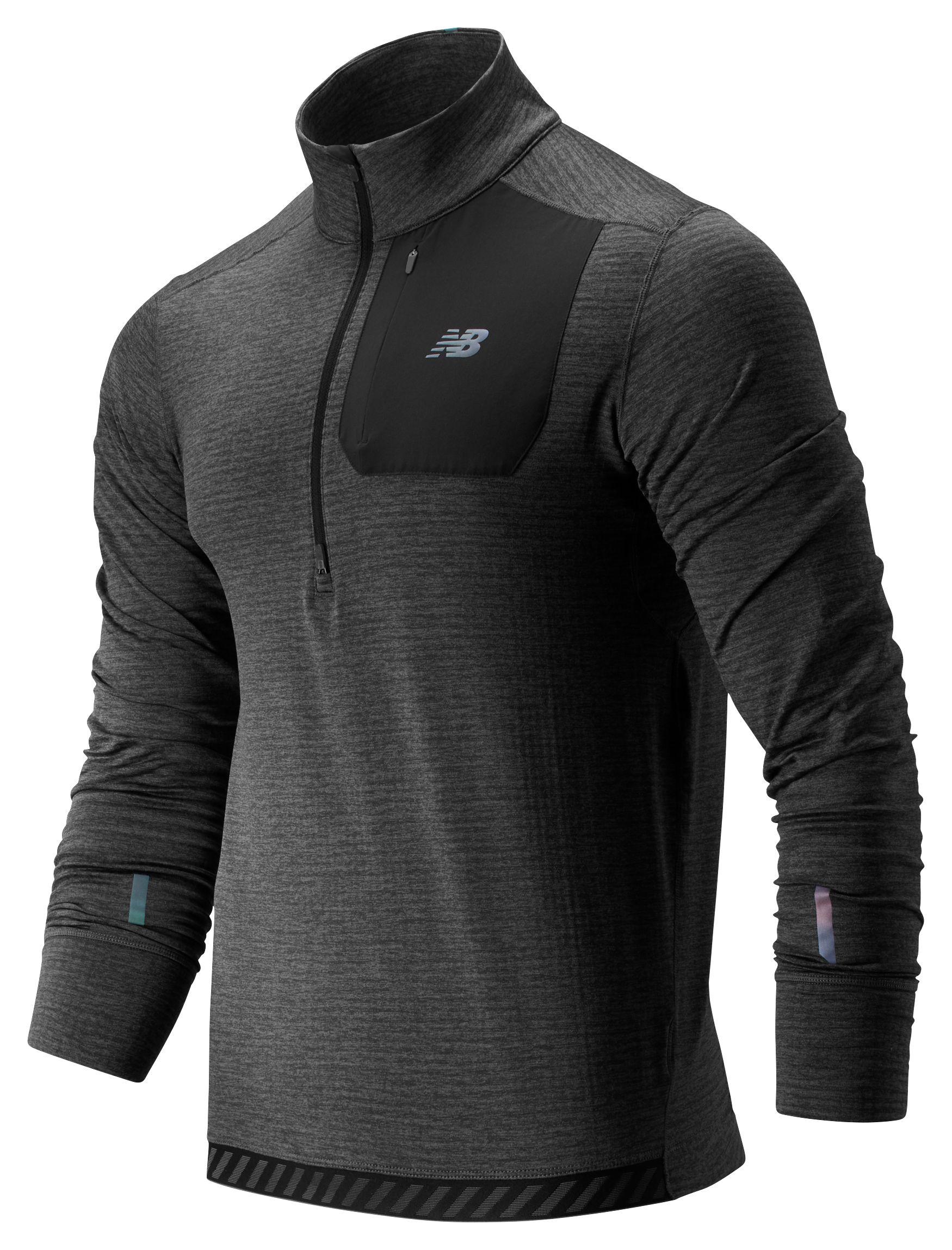New Balance Fleece Nb Heat Qtr Zip in Heather Charcoal (Gray) for Men