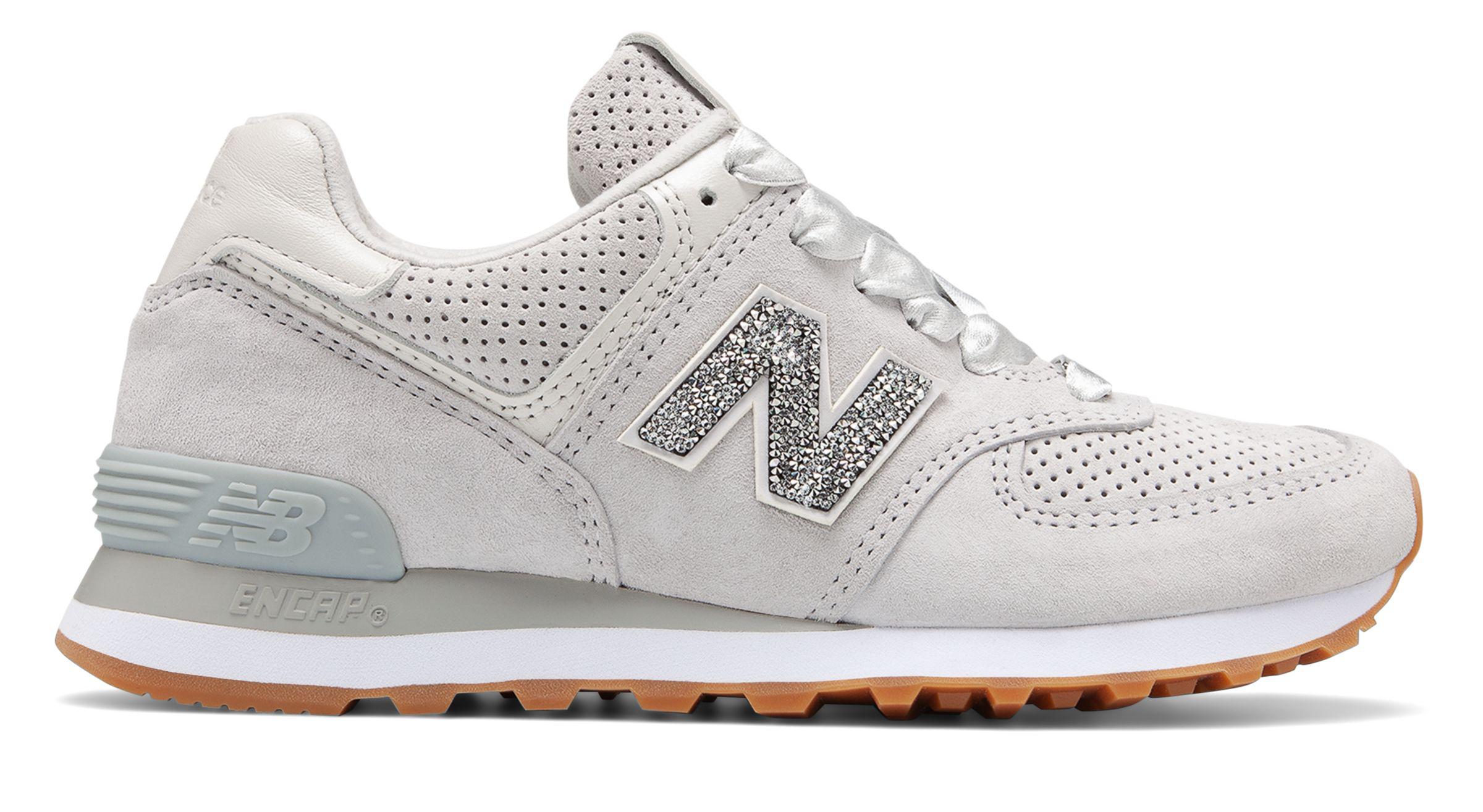 New Balance Leather Limited 574 With Swarovski Crystal in Light Grey (Gray)  - Lyst