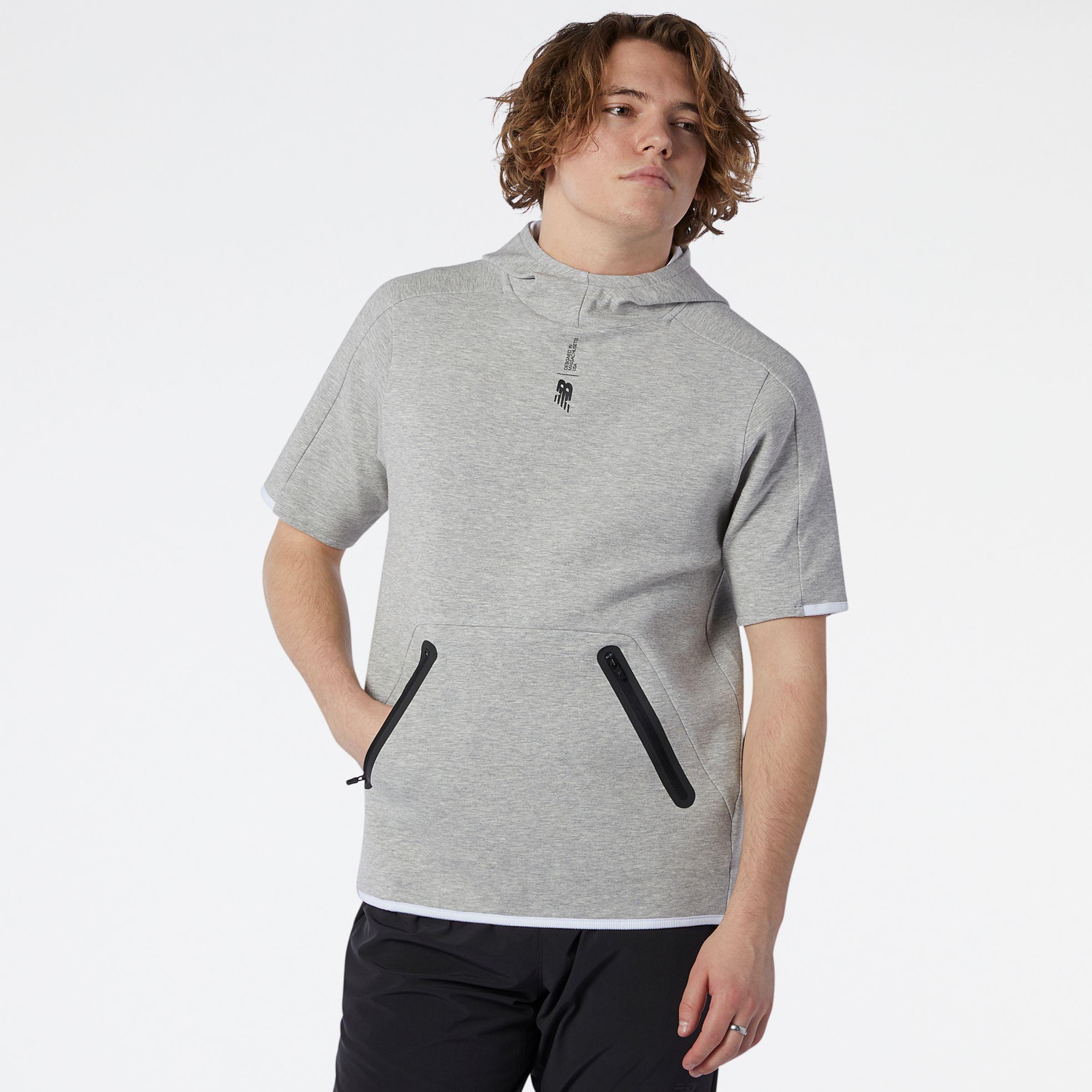 New Balance Fortitech Fleece Short Sleeve Hoodie in Grey (Gray 