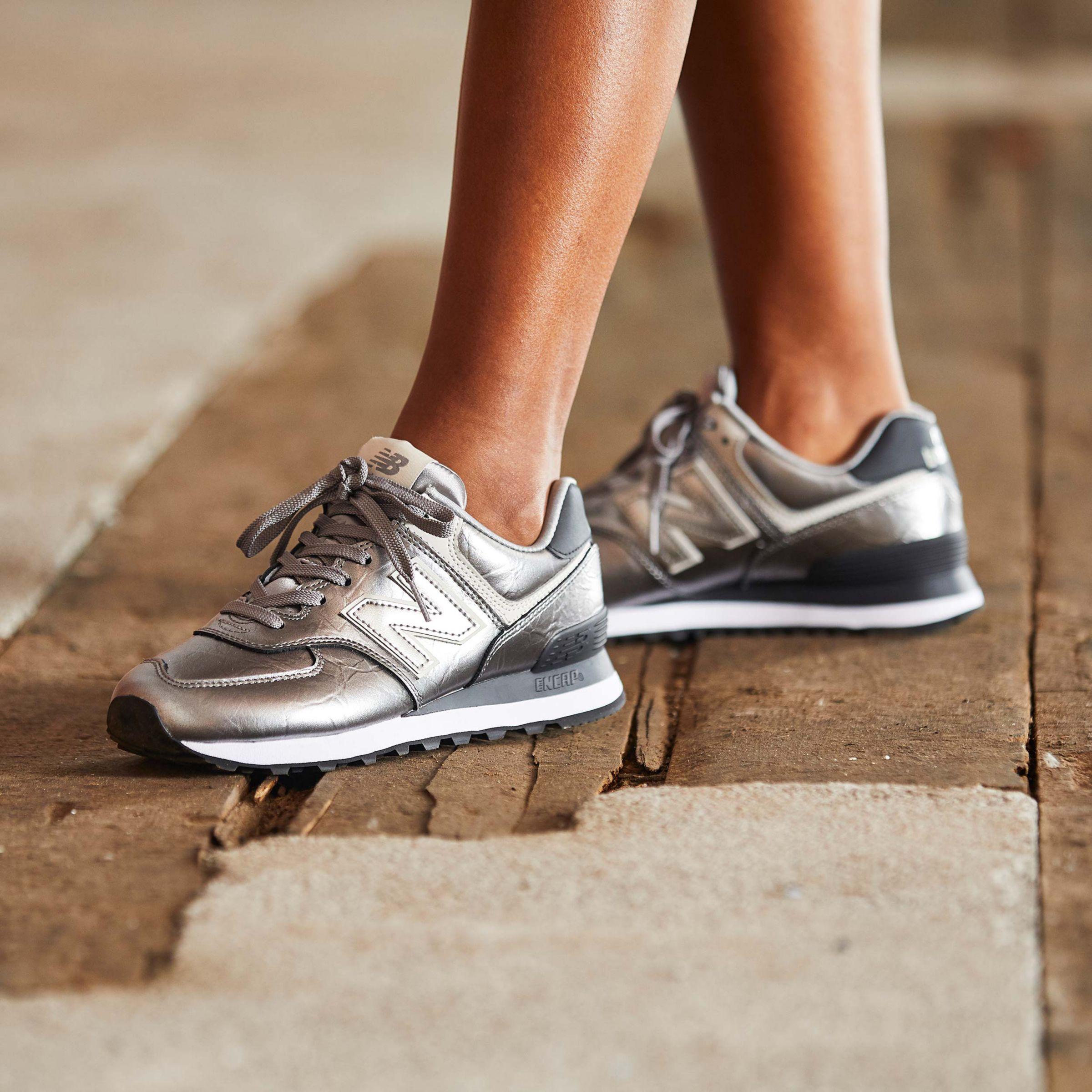 new balance 574 metallic silver