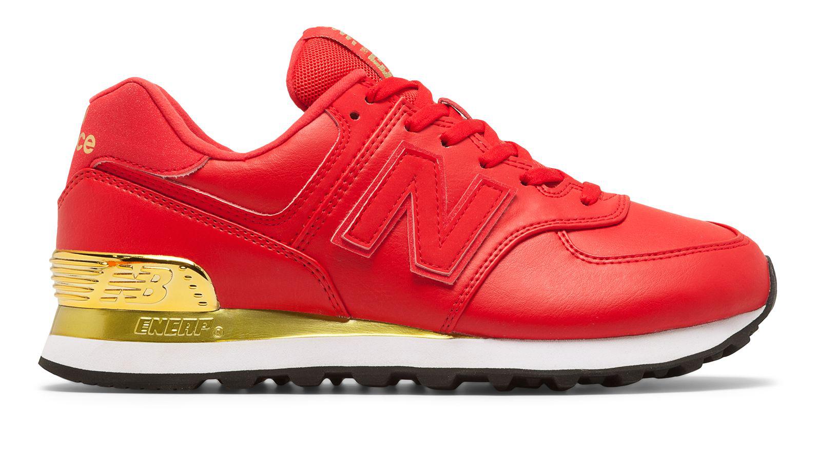 New Balance 574 Gold Dip in Red | Lyst