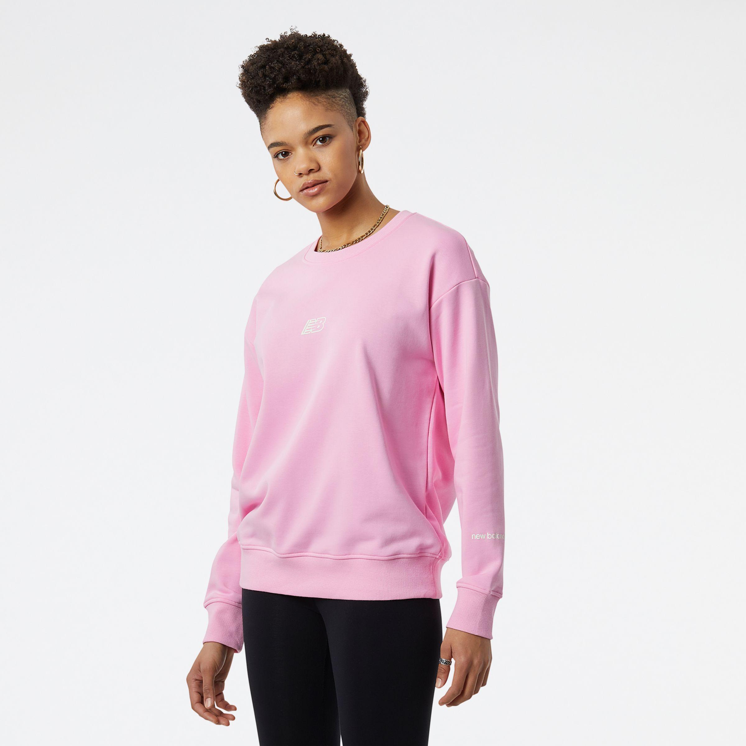 New Balance Fleece Nb Essentials Crew in Pink | Lyst UK
