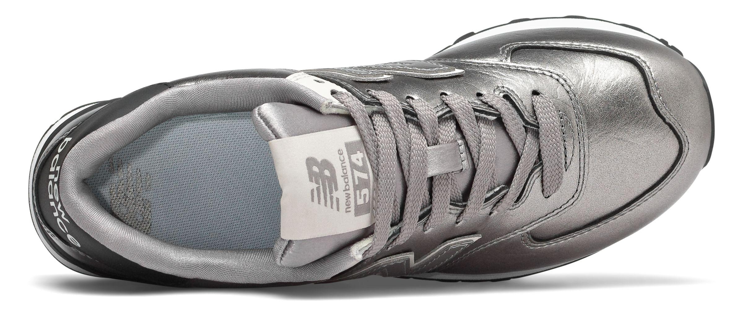 new balance 574 silver metallic with black