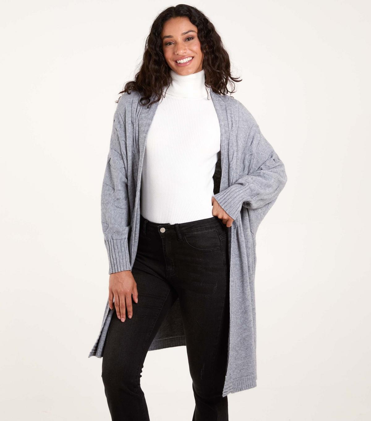 Longline Cardigan New Look Grey Cable Knit Cardigan Buy VILA Grey