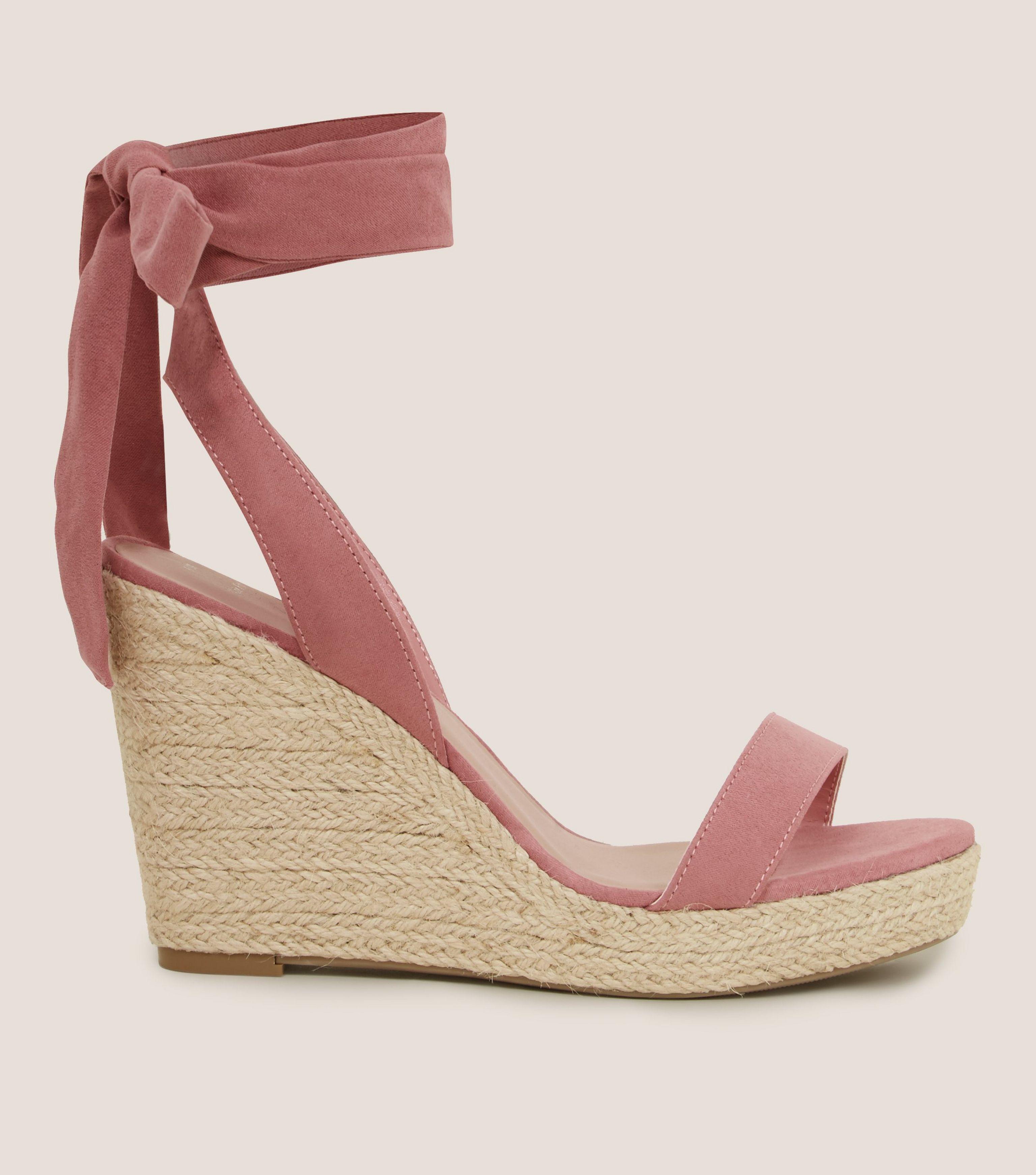 Wide Fit Pink Suedette Ankle Tie 