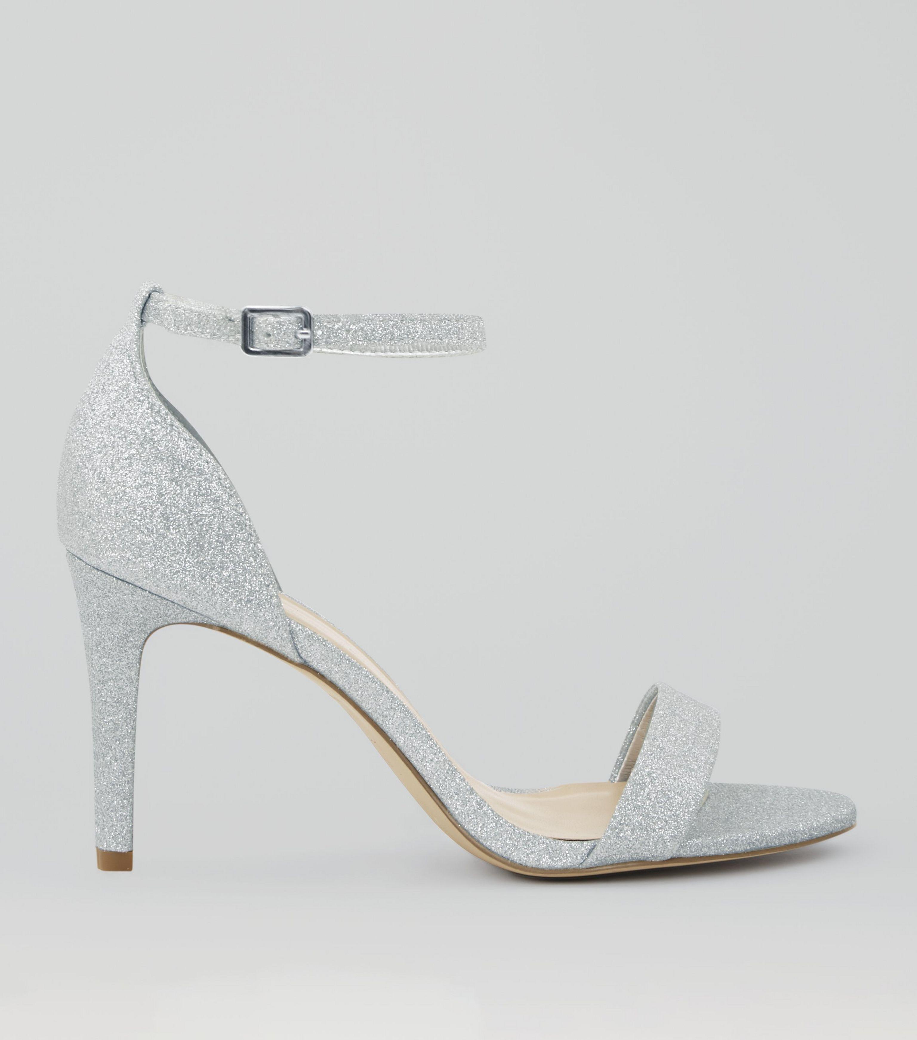 silver sparkly heels wide fit 