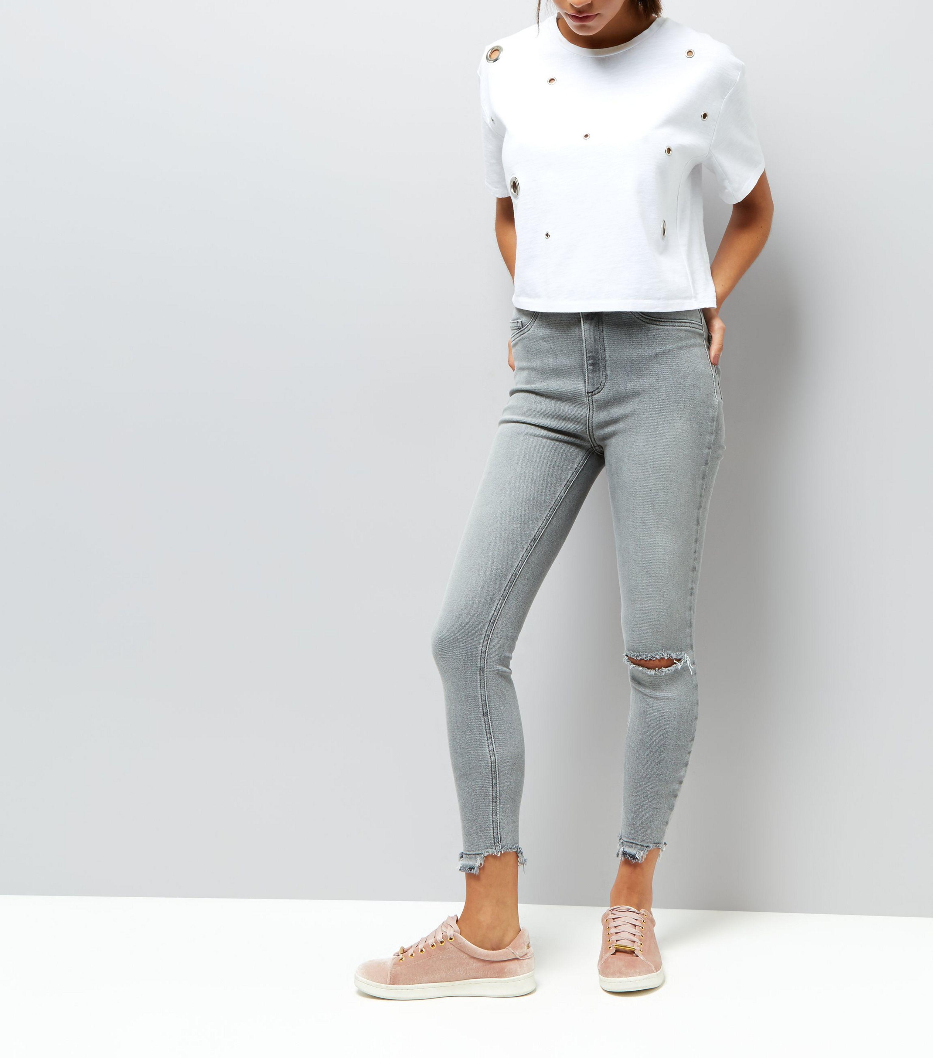 new look grey ripped jeans