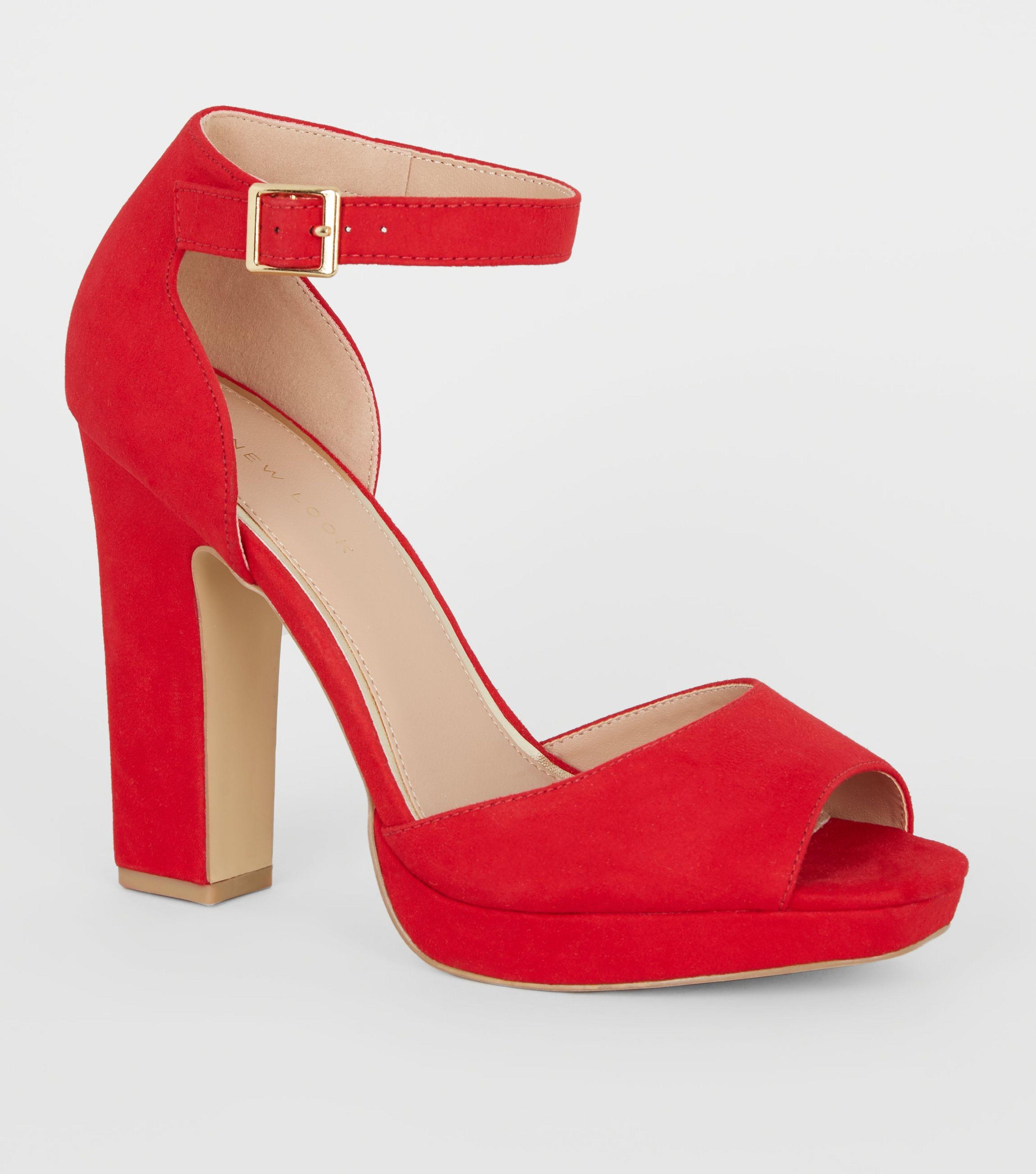 cheap red block heels