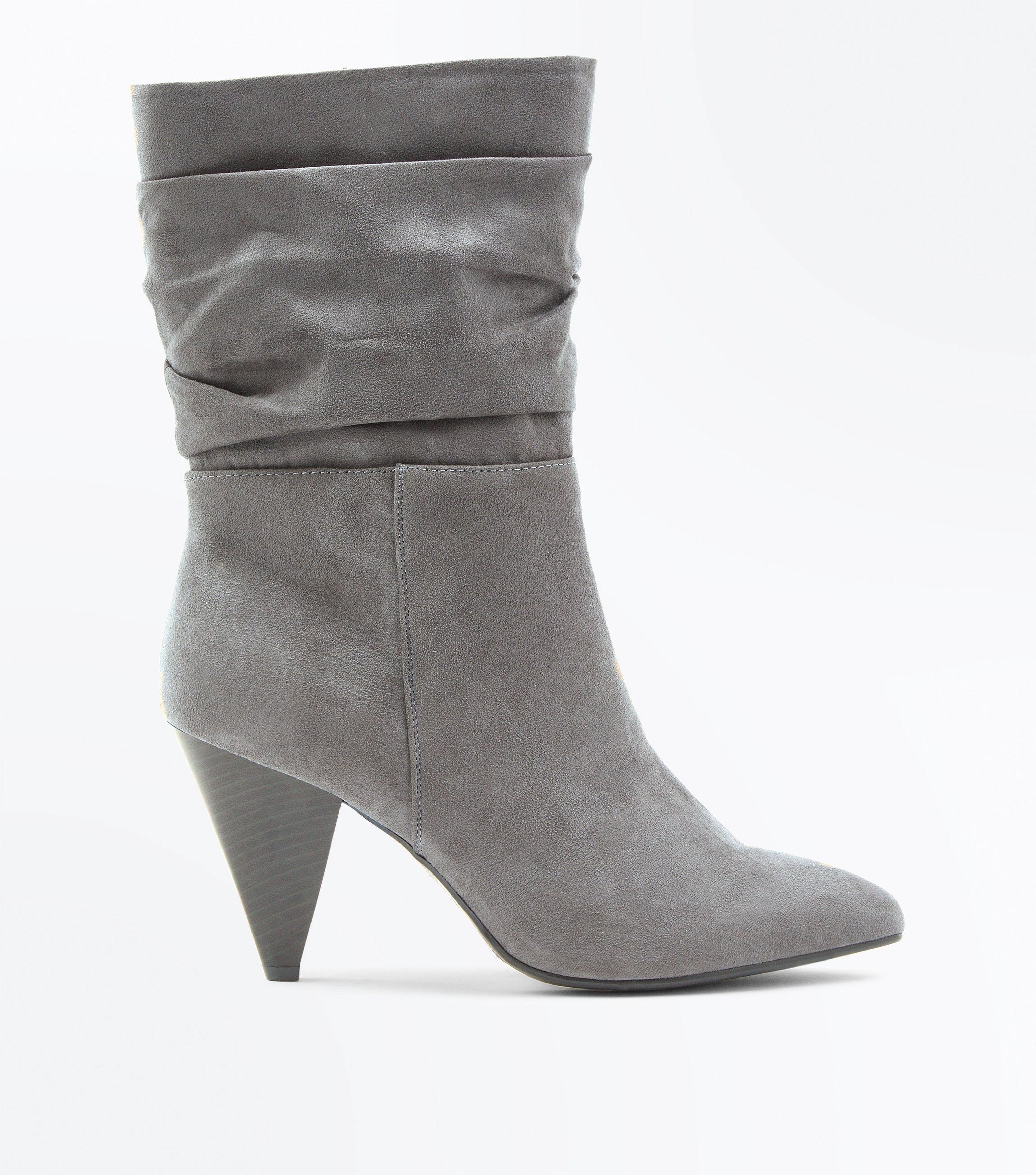 wide fit grey boots