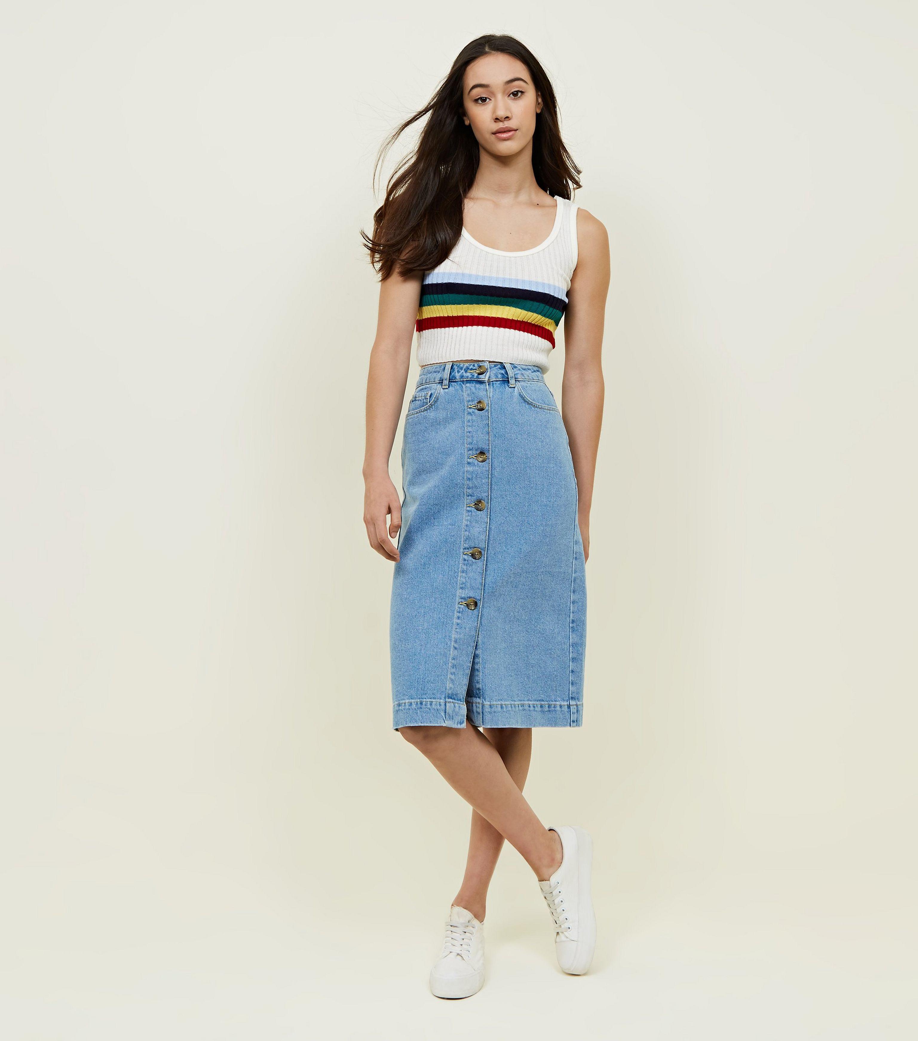 new look denim midi skirt