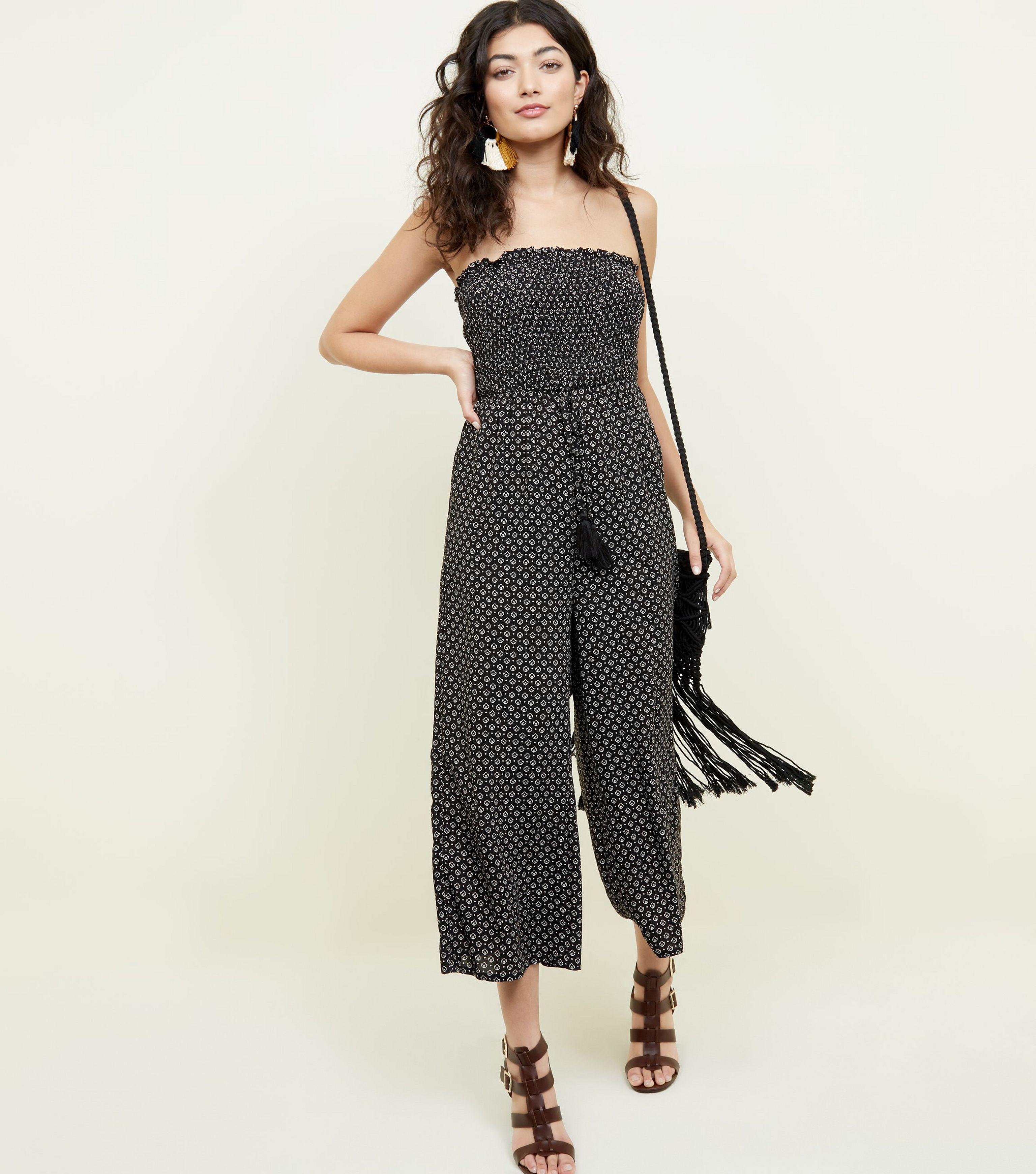 shirred bandeau jumpsuit
