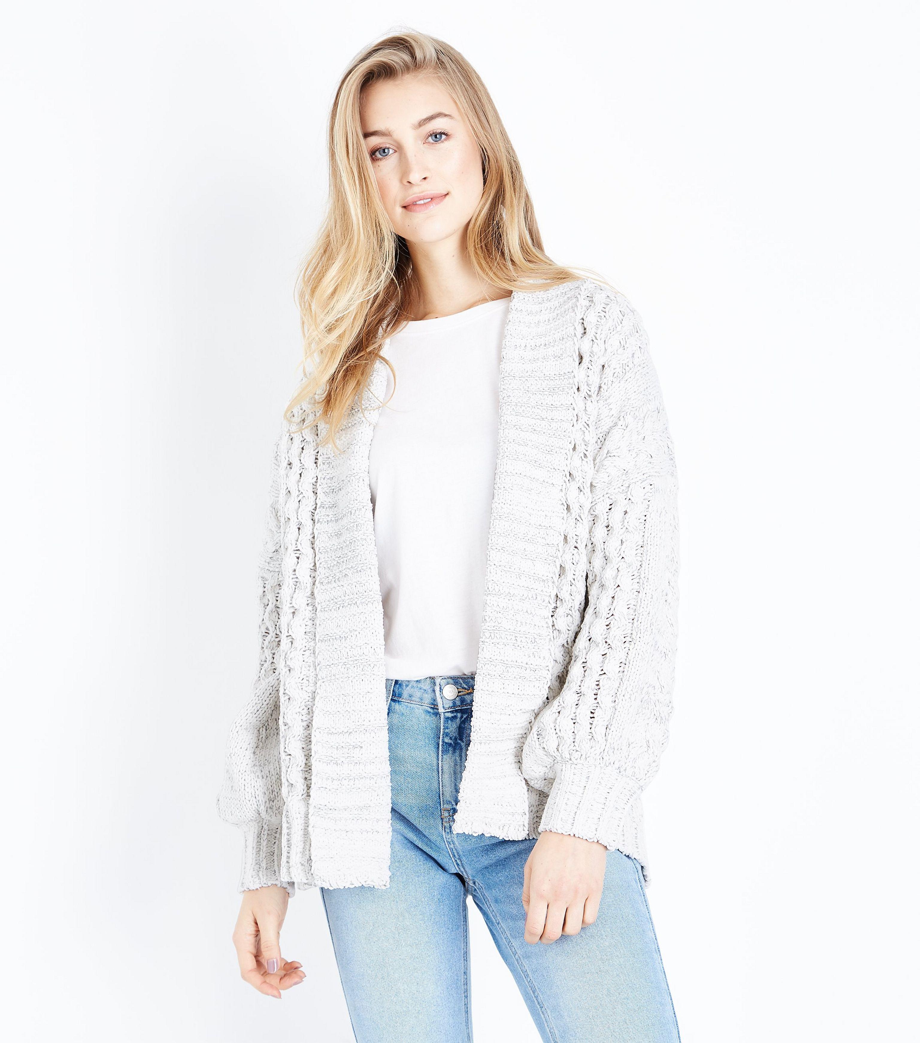 off white cable knit cardigan