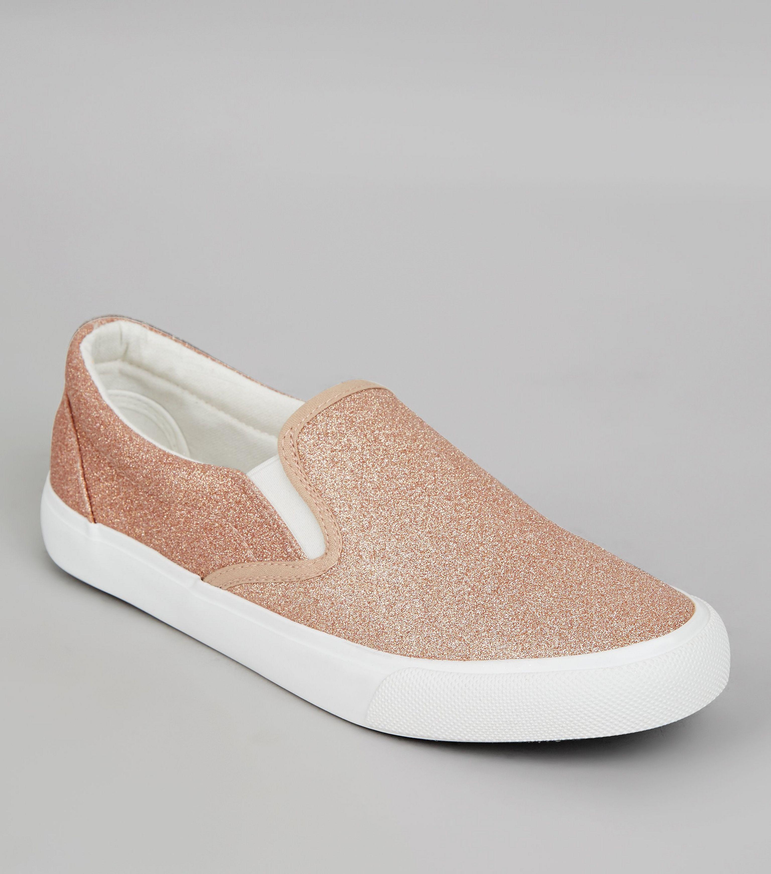 Rose Gold Glitter Plimsolls | Lyst UK