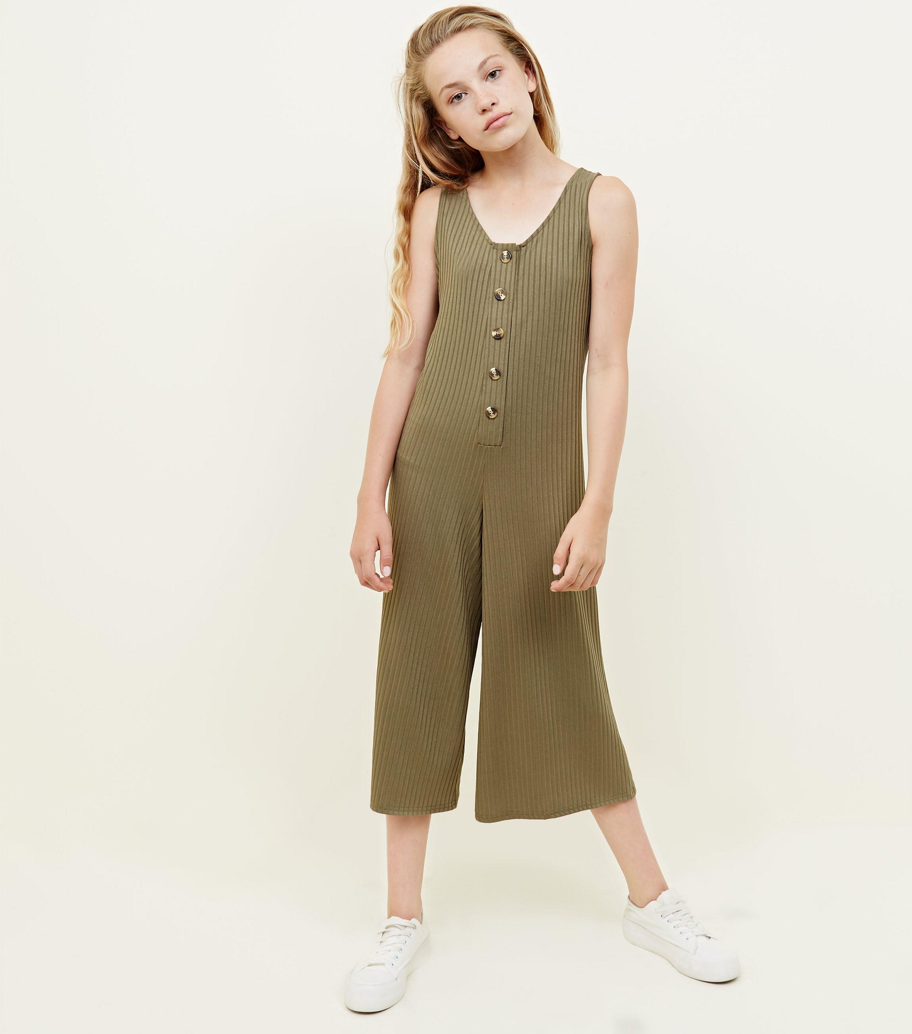 girls khaki jumpsuit