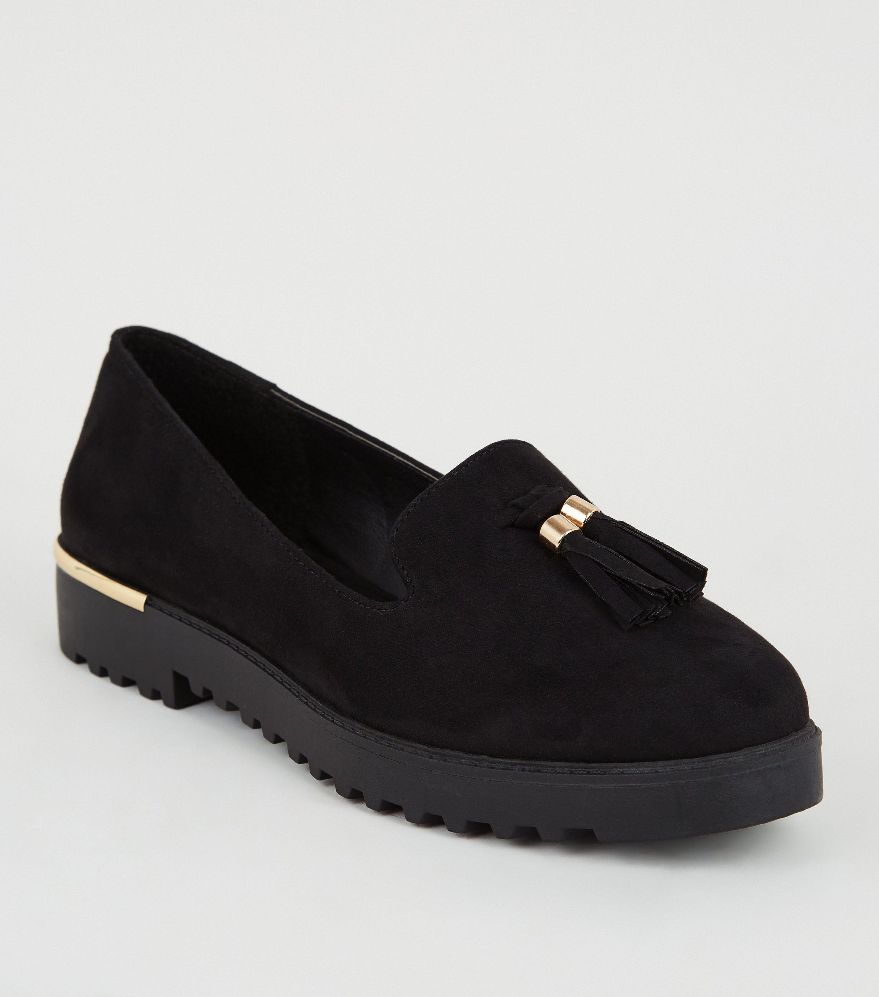 new look chunky croc loafer in black