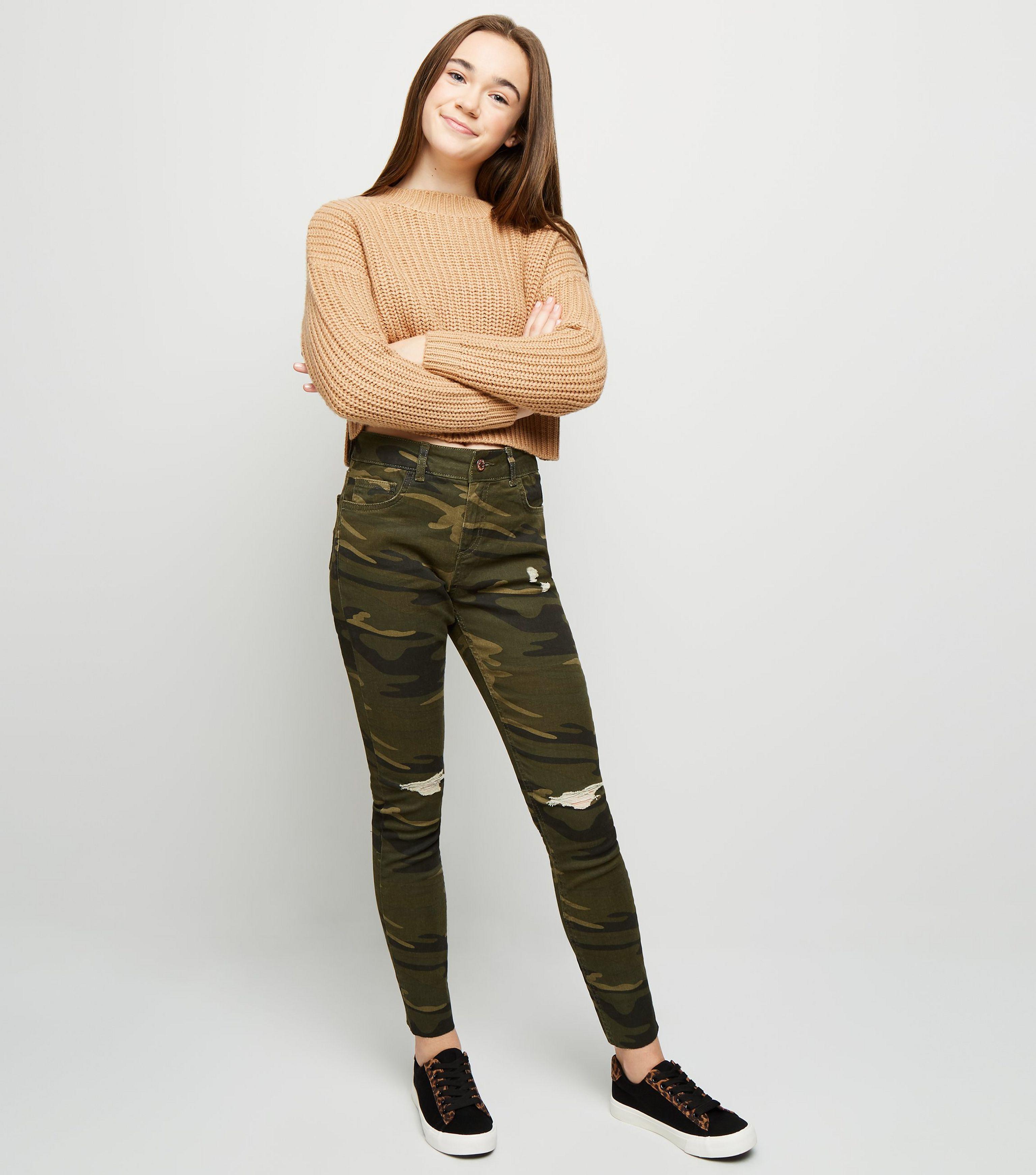 camo ripped skinny jeans