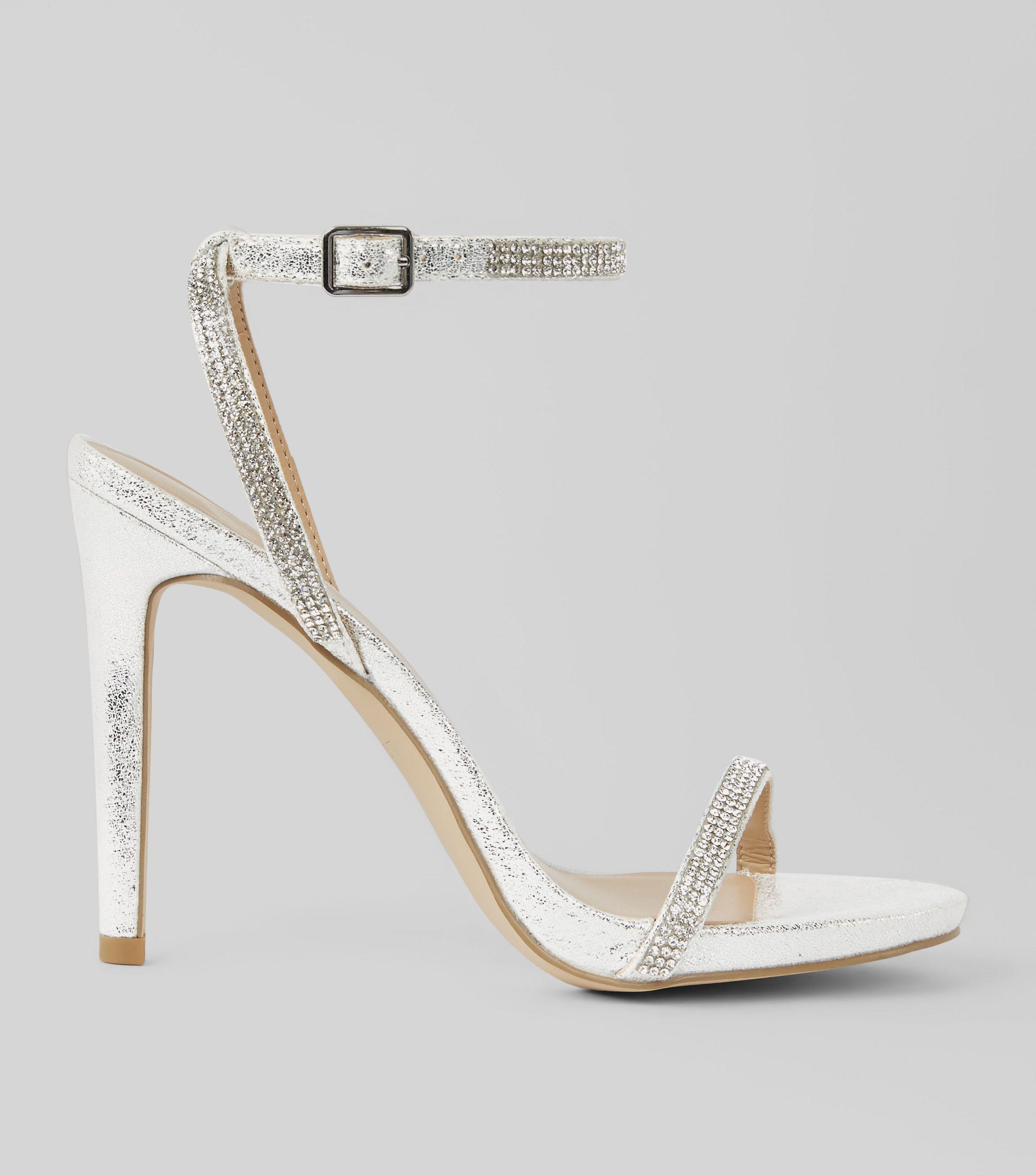 silver diamante high heels