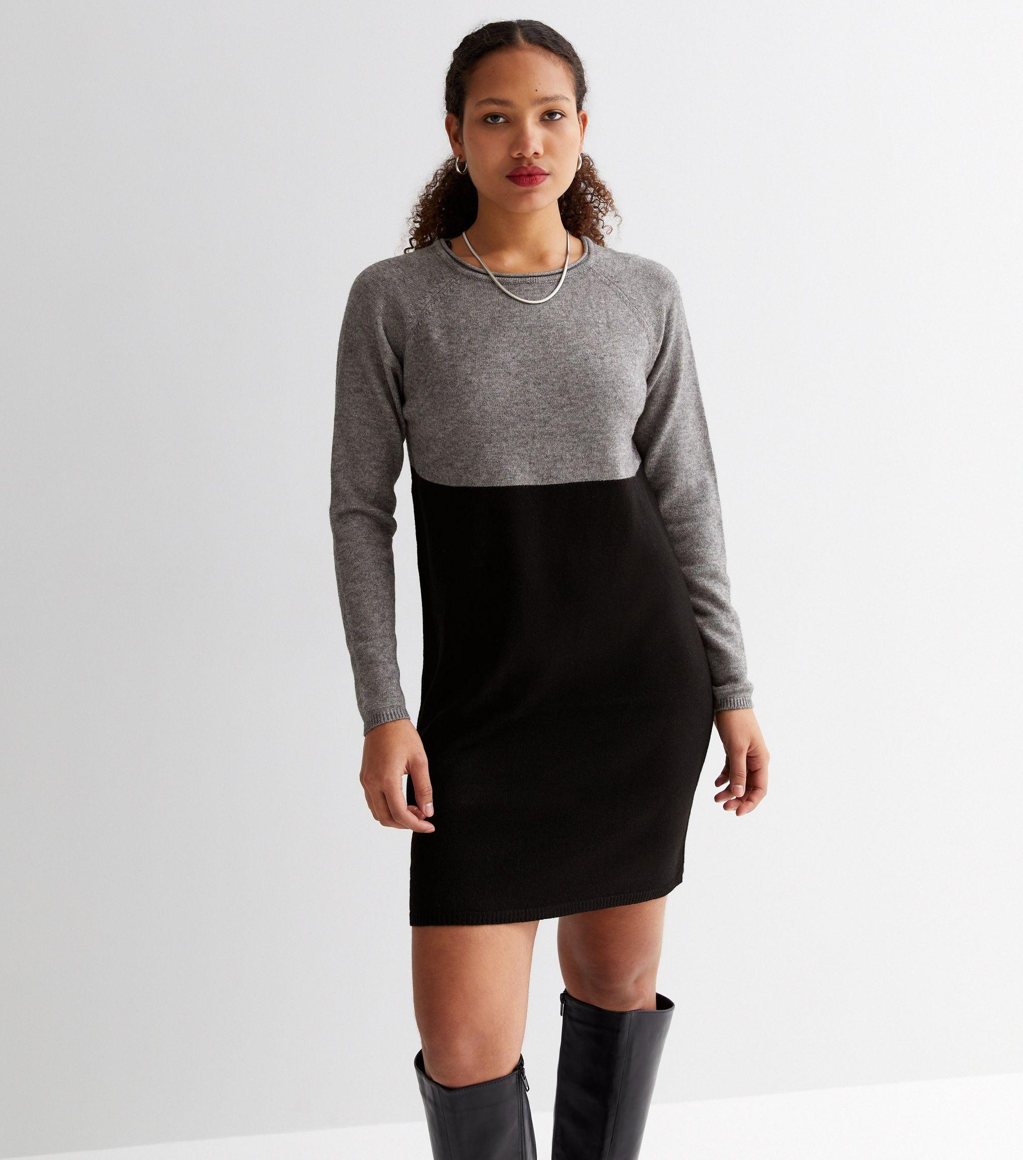 ONLY Knit Colour Block Mini Dress New Look in Grey | Lyst UK