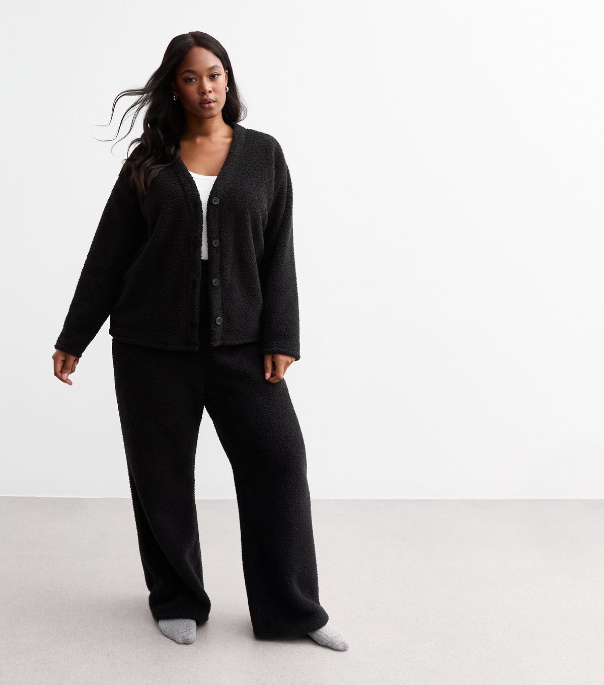 Wide Leg Plus Size Womens Joggers New Look Plus Size Borg Wide Leg