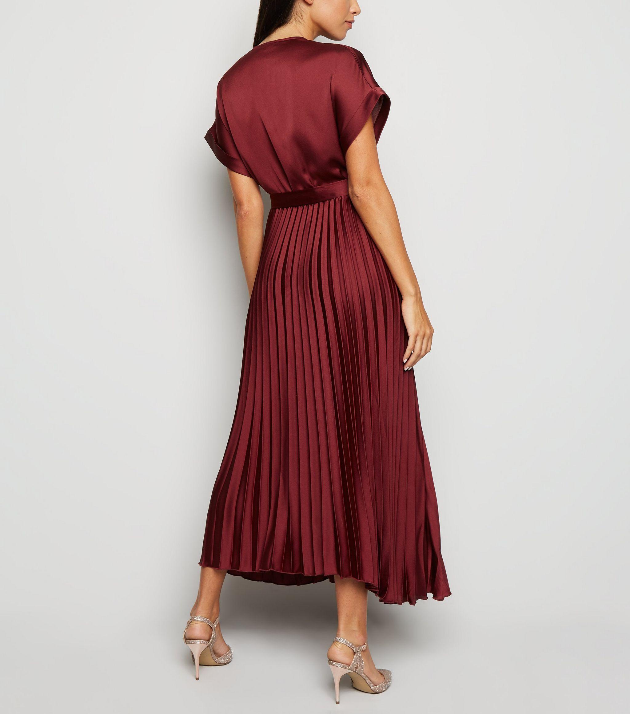 silk pleated midi dress