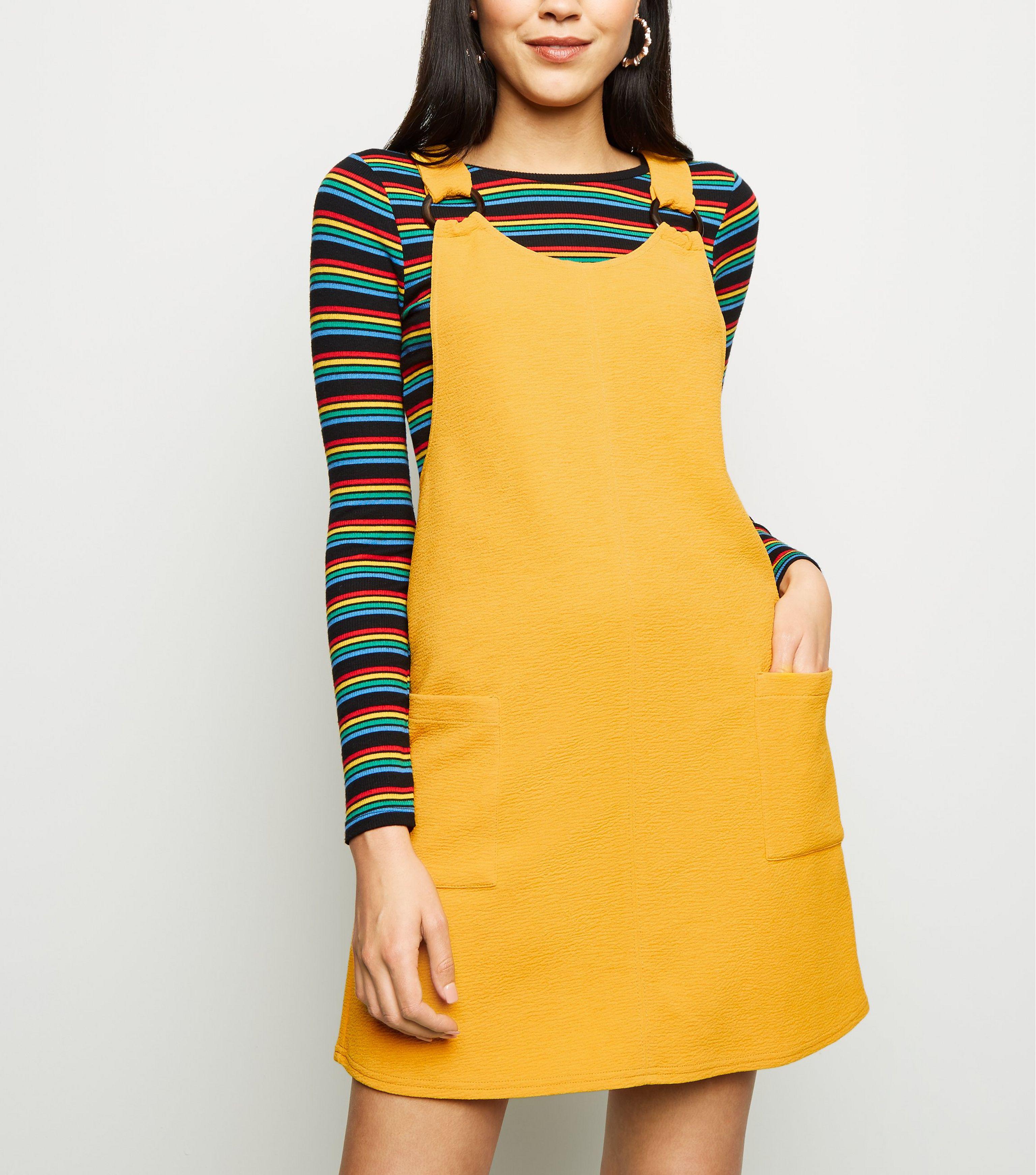 new look mustard pinafore
