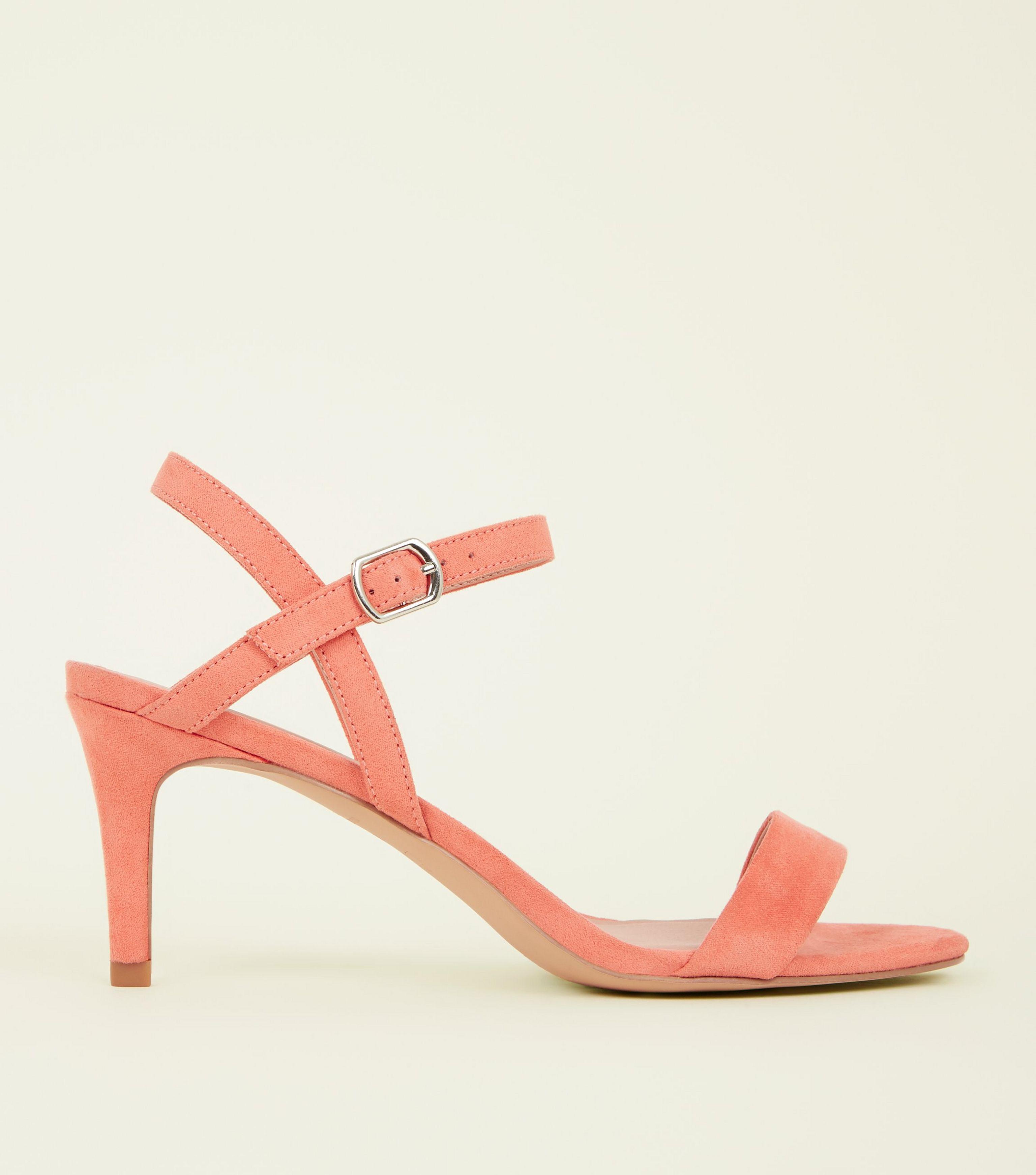 coral low heel sandals
