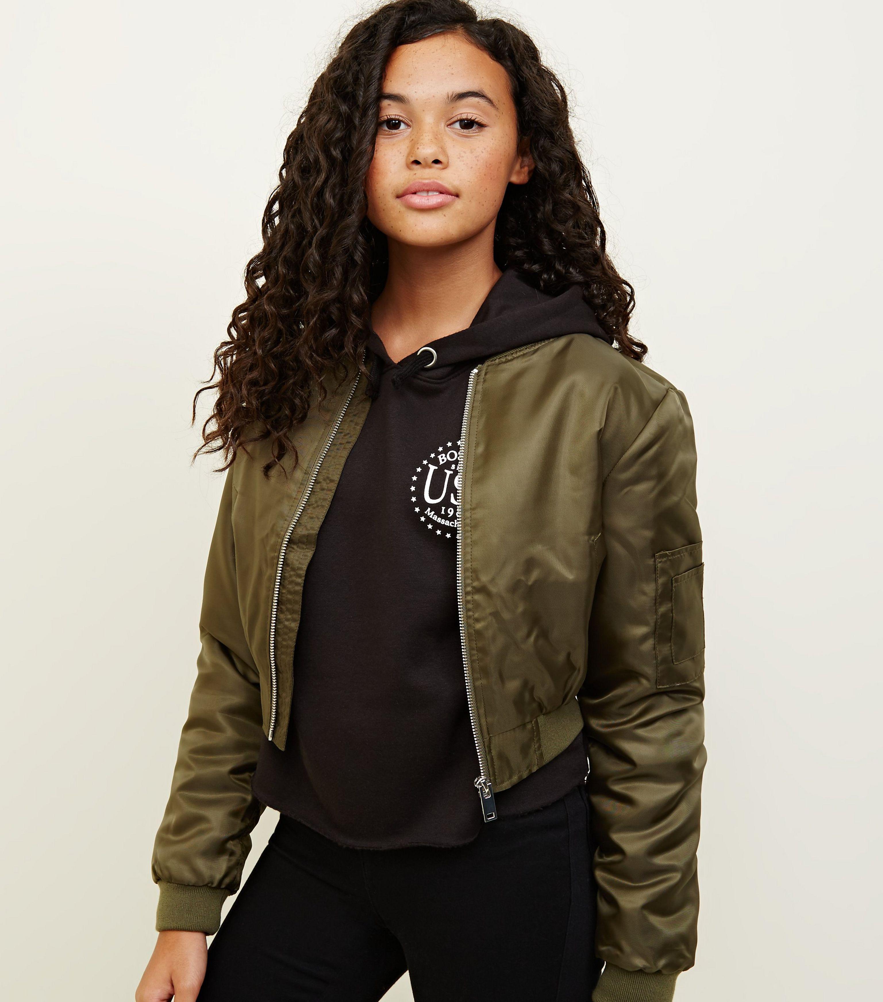 khaki cropped bomber jacket