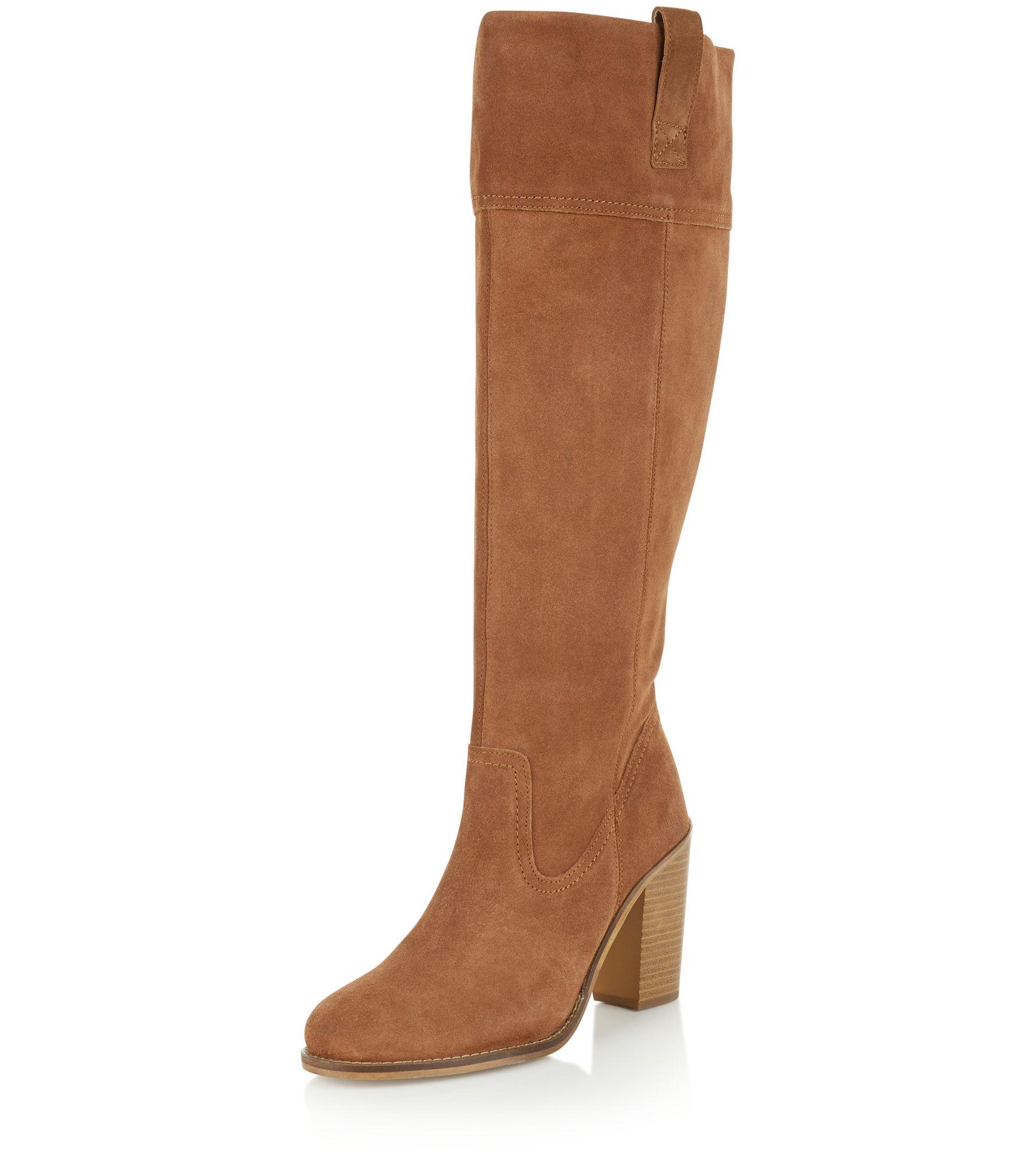 knee high boots tan suede