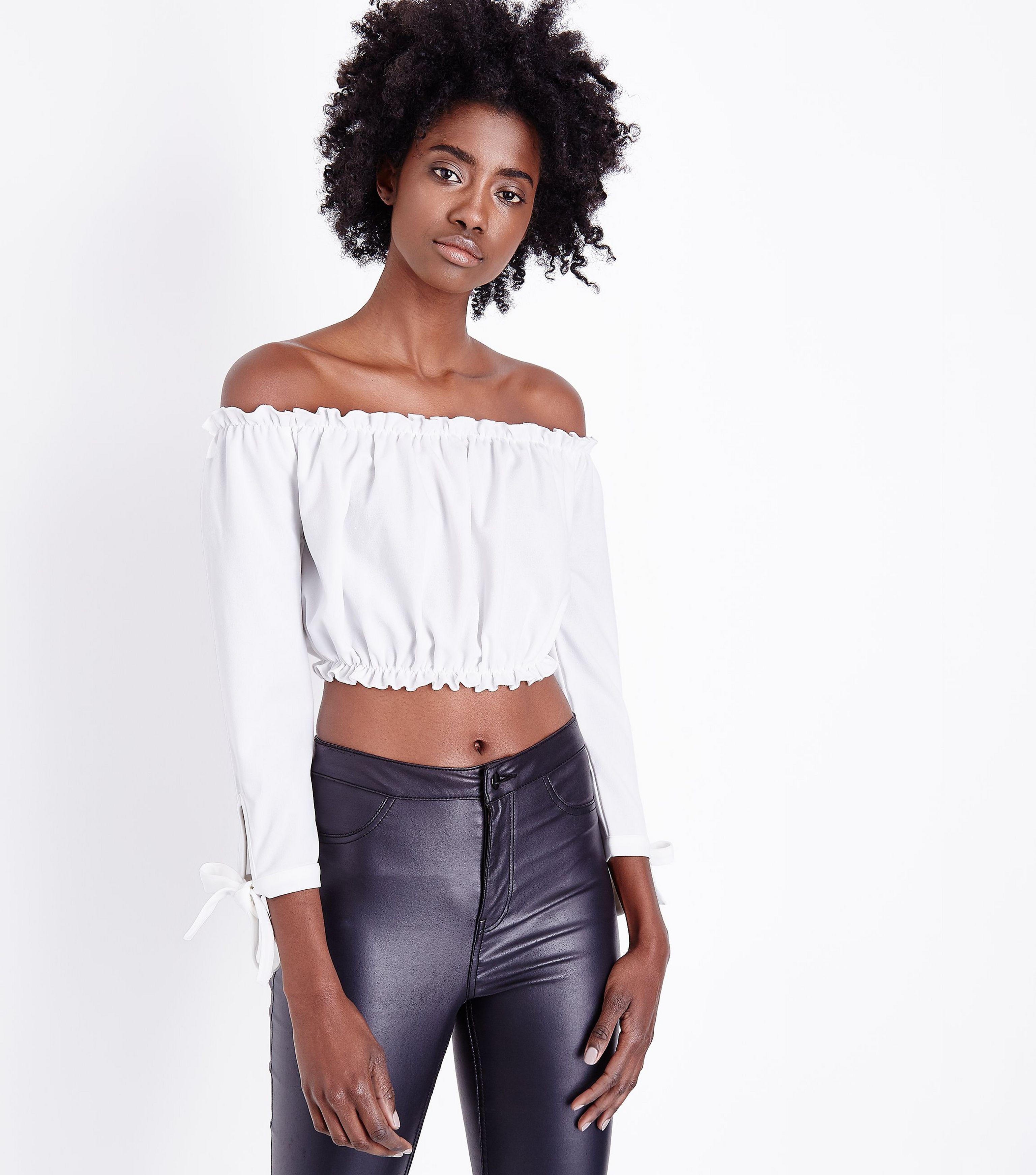 black off the shoulder top new look