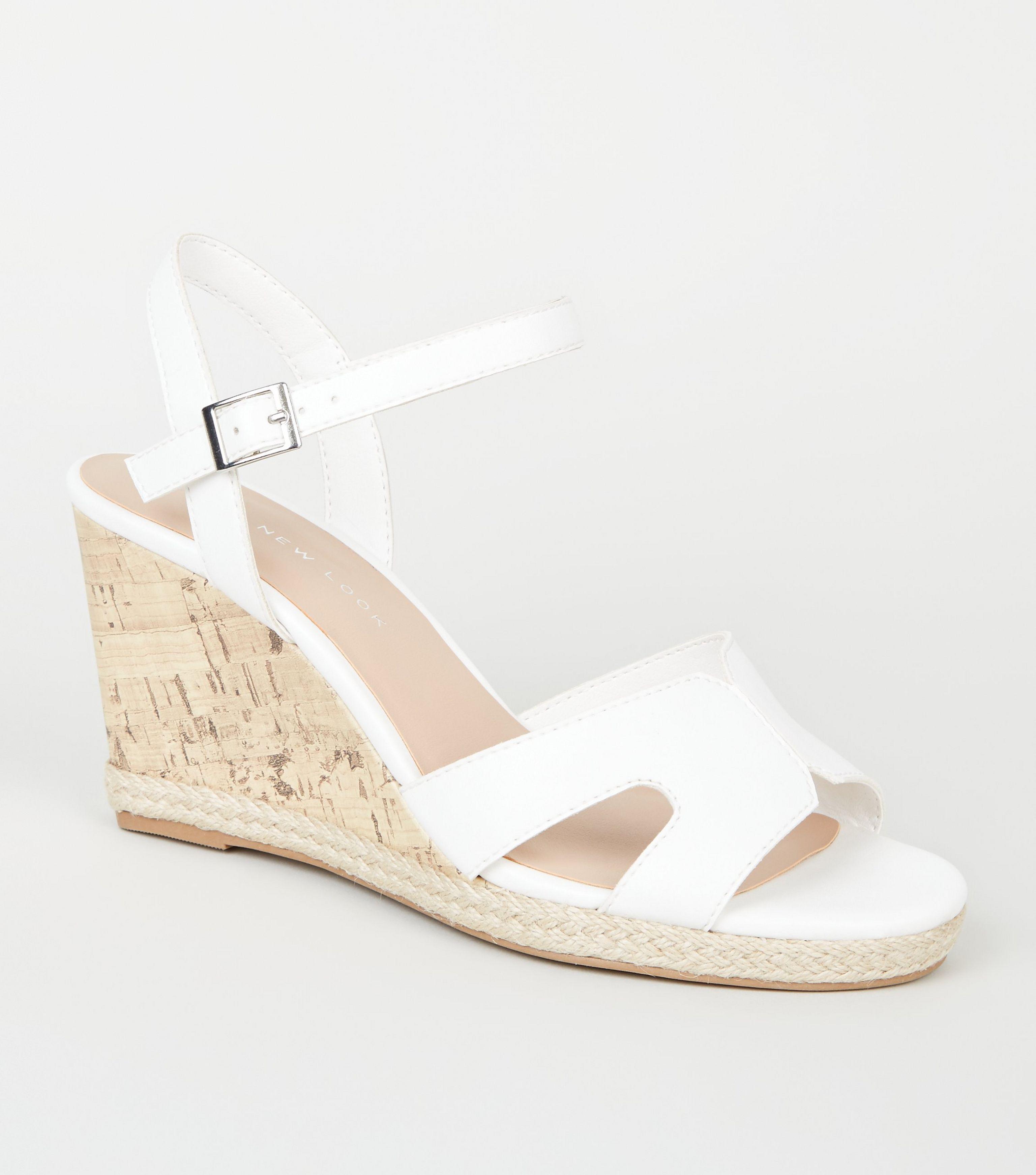 wide fit white wedges