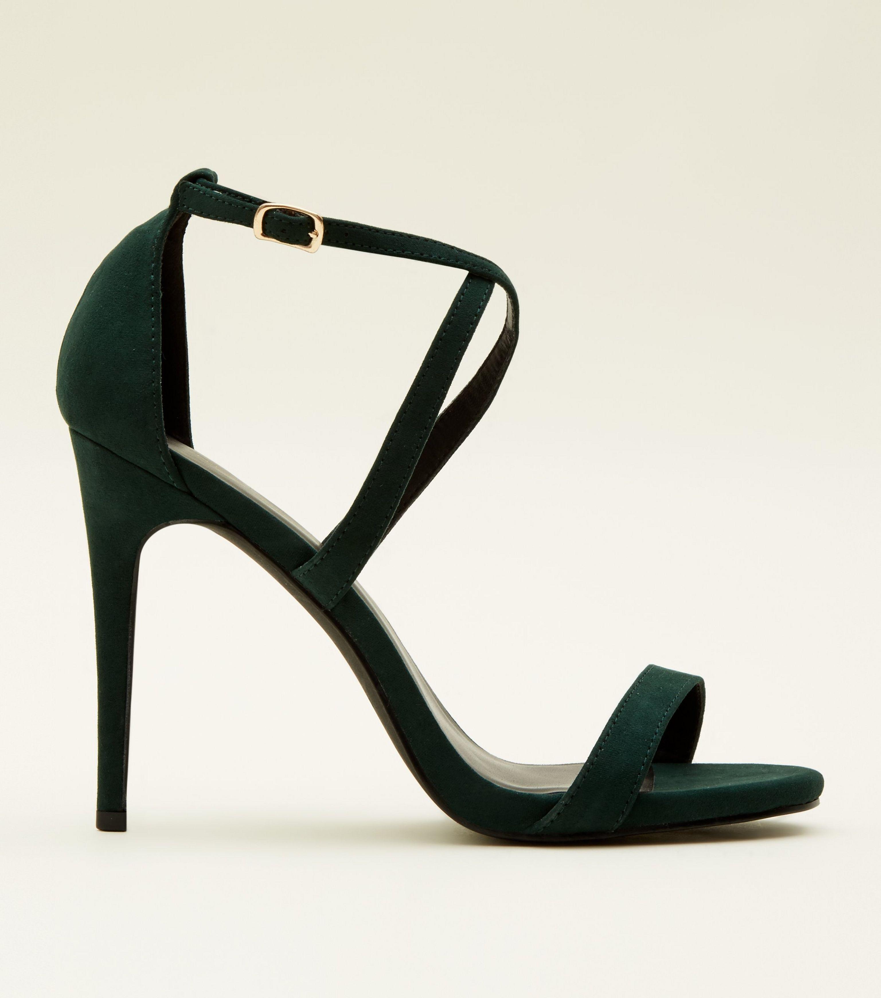 dark green sandal heels