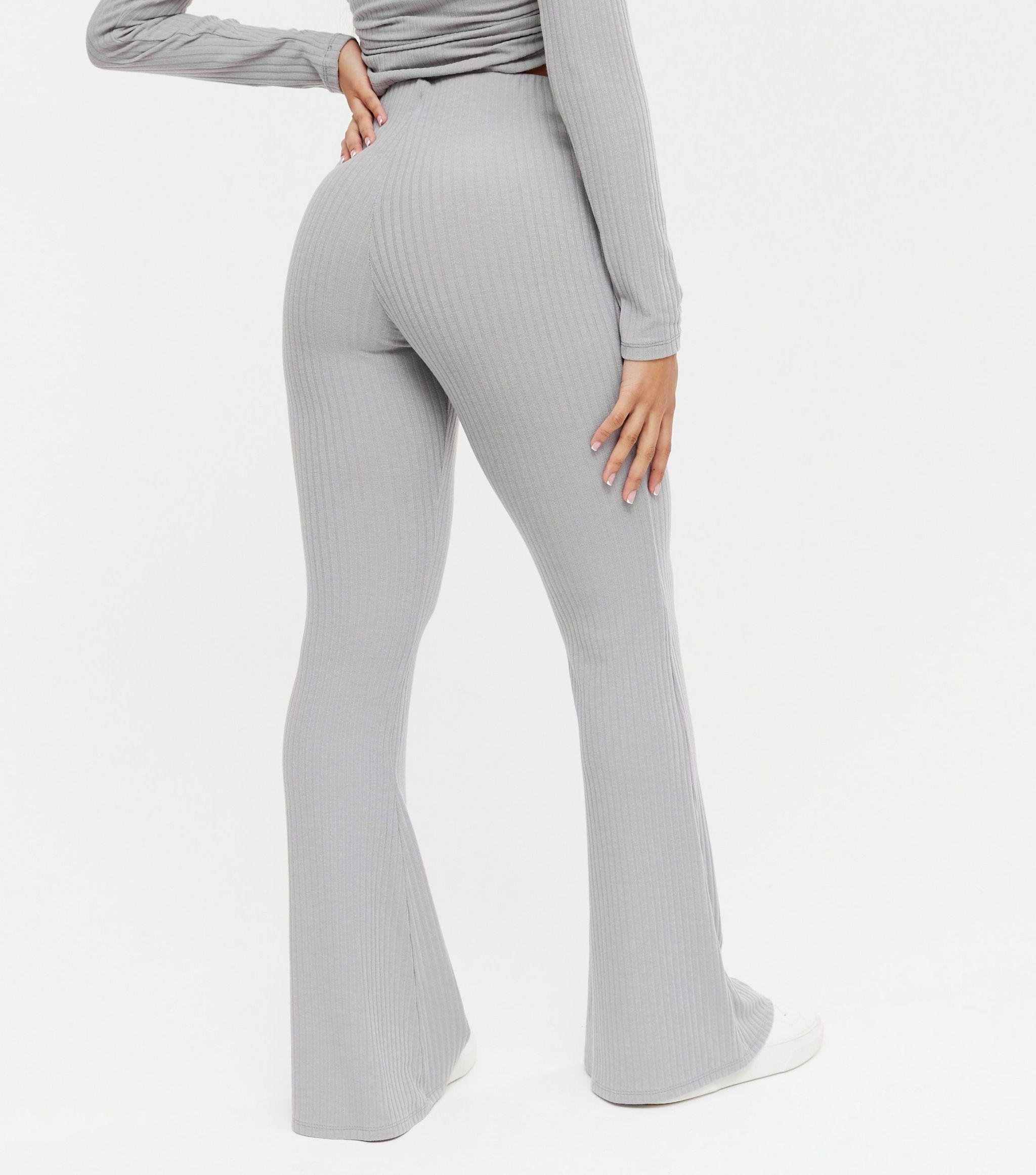 Synthetic Petite Ribbed Flared leggings 