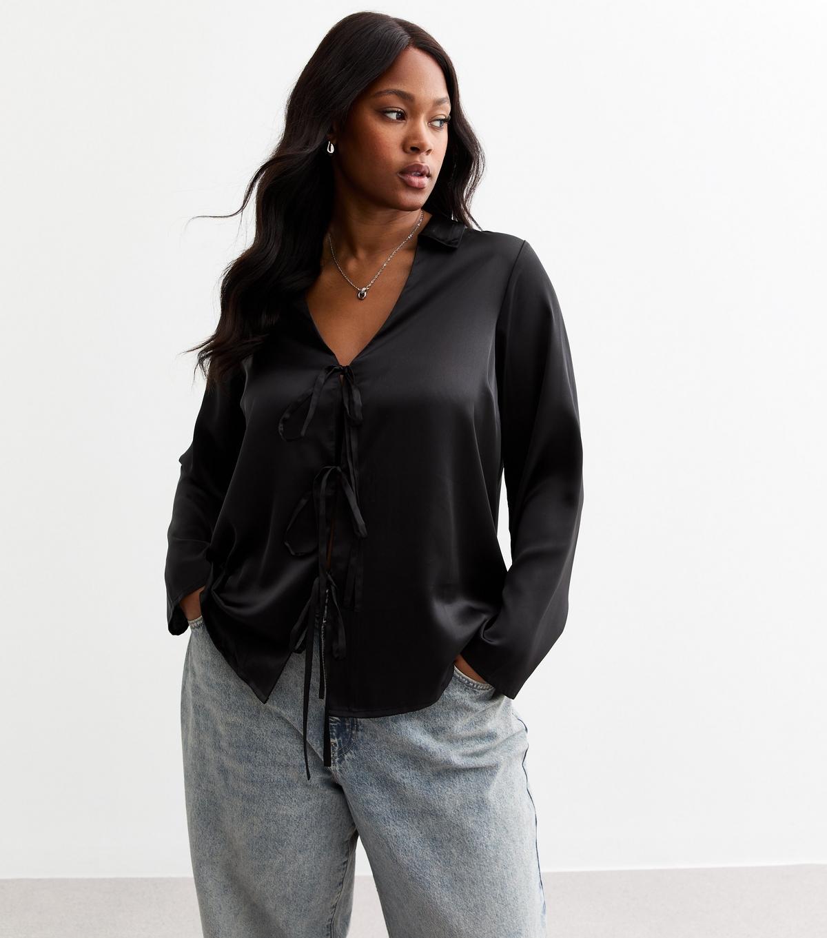 black satin blouse plus size