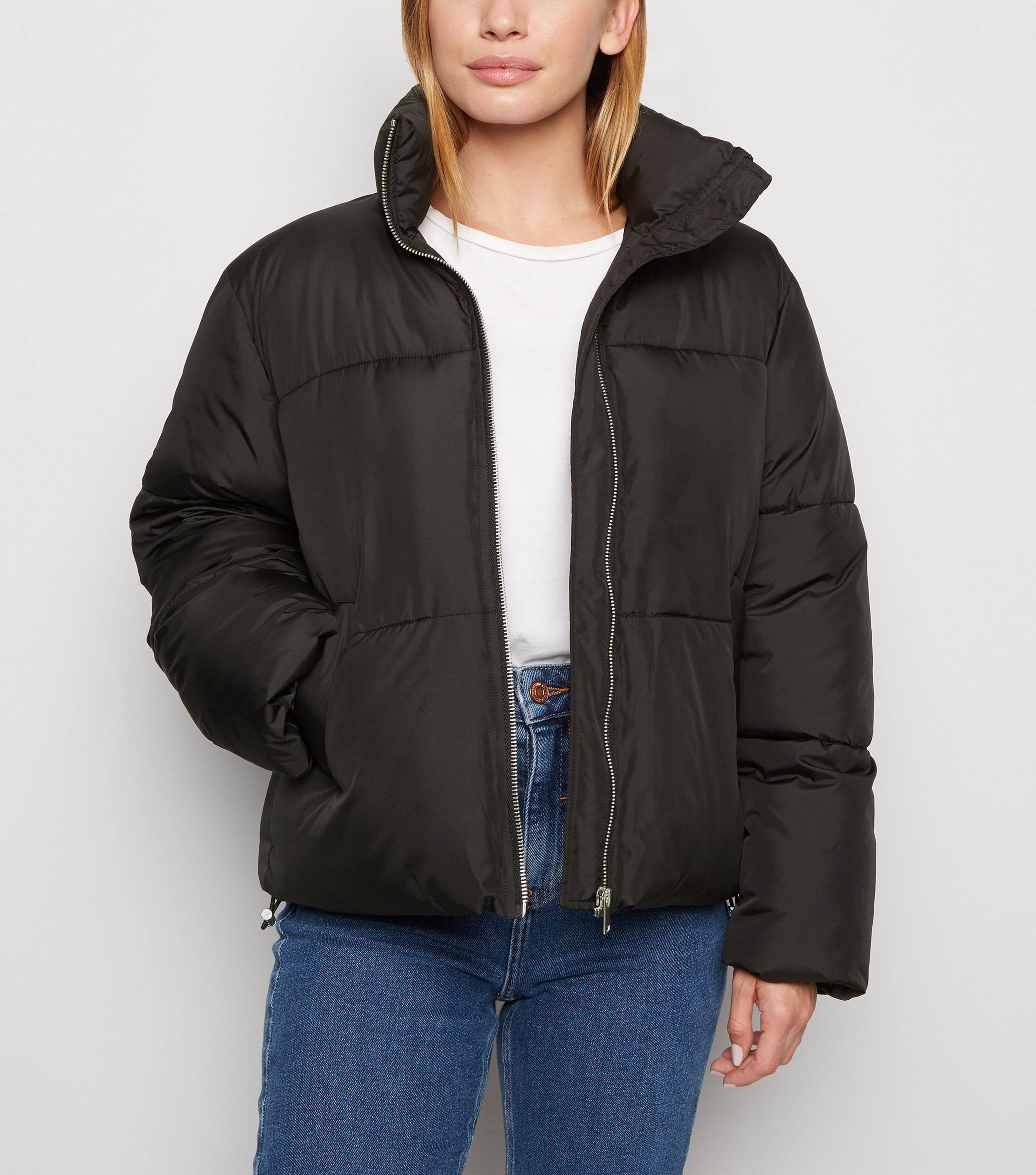 new look hooded boxy puffer jacket in black Promotions